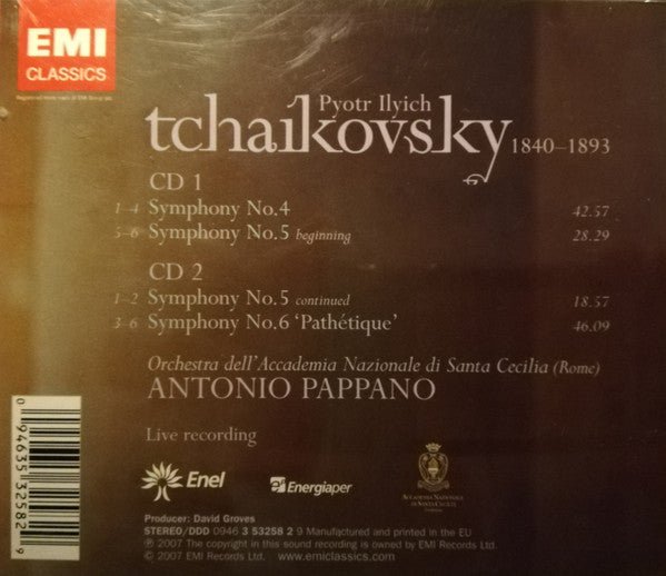 CD Tchaikovsky, Antonio Pappano, Orchestra Dell'Accademia Nazionale Di Santa Cecilia ‎– Symphonies 4, 5 & 6 'Pathétique' Nuevo precintado - DISCOS NAKASHA