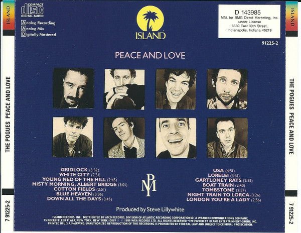 CD The Pogues ‎– Peace And Love Ed. Americana 2ª mano - DISCOS NAKASHA
