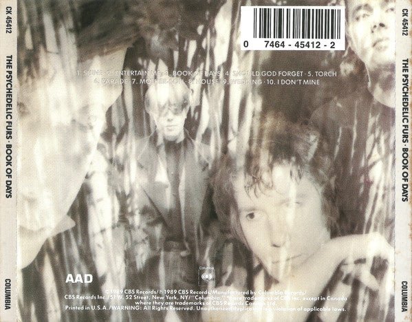 CD The Psychedelic Furs – Book Of Days Ed. USA 2ª Mano - DISCOS NAKASHA