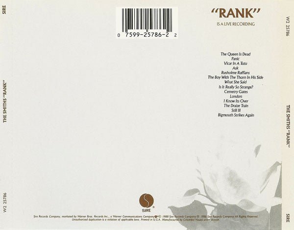 CD The Smiths ‎– Rank Ed. USA 2ª Mano - DISCOS NAKASHA