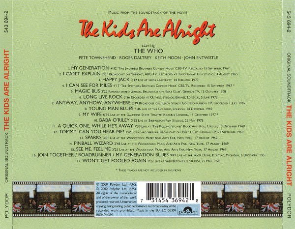 CD The Who ‎– The Kids Are Alright Nuevo precintado - DISCOS NAKASHA