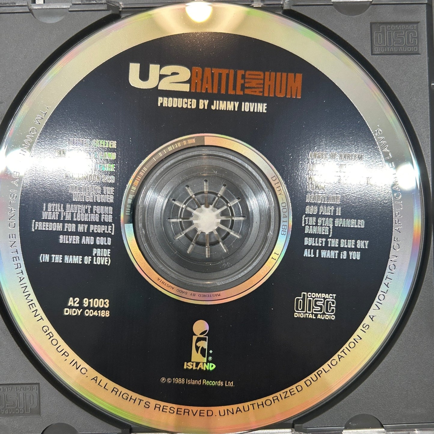 CD U2 ‎– Rattle And Hum - Ed. Americana 2ª mano - DISCOS NAKASHA