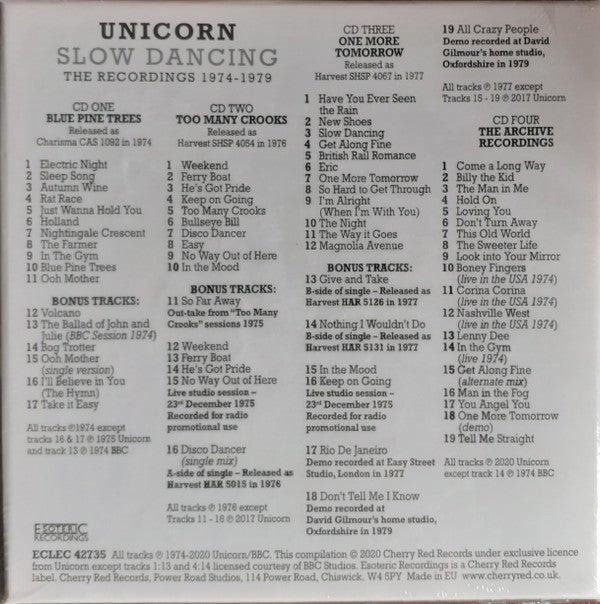 CD Unicorn ‎– Slow Dancing (The Recordings 1974 - 1979) Nuevo precintado - DISCOS NAKASHA