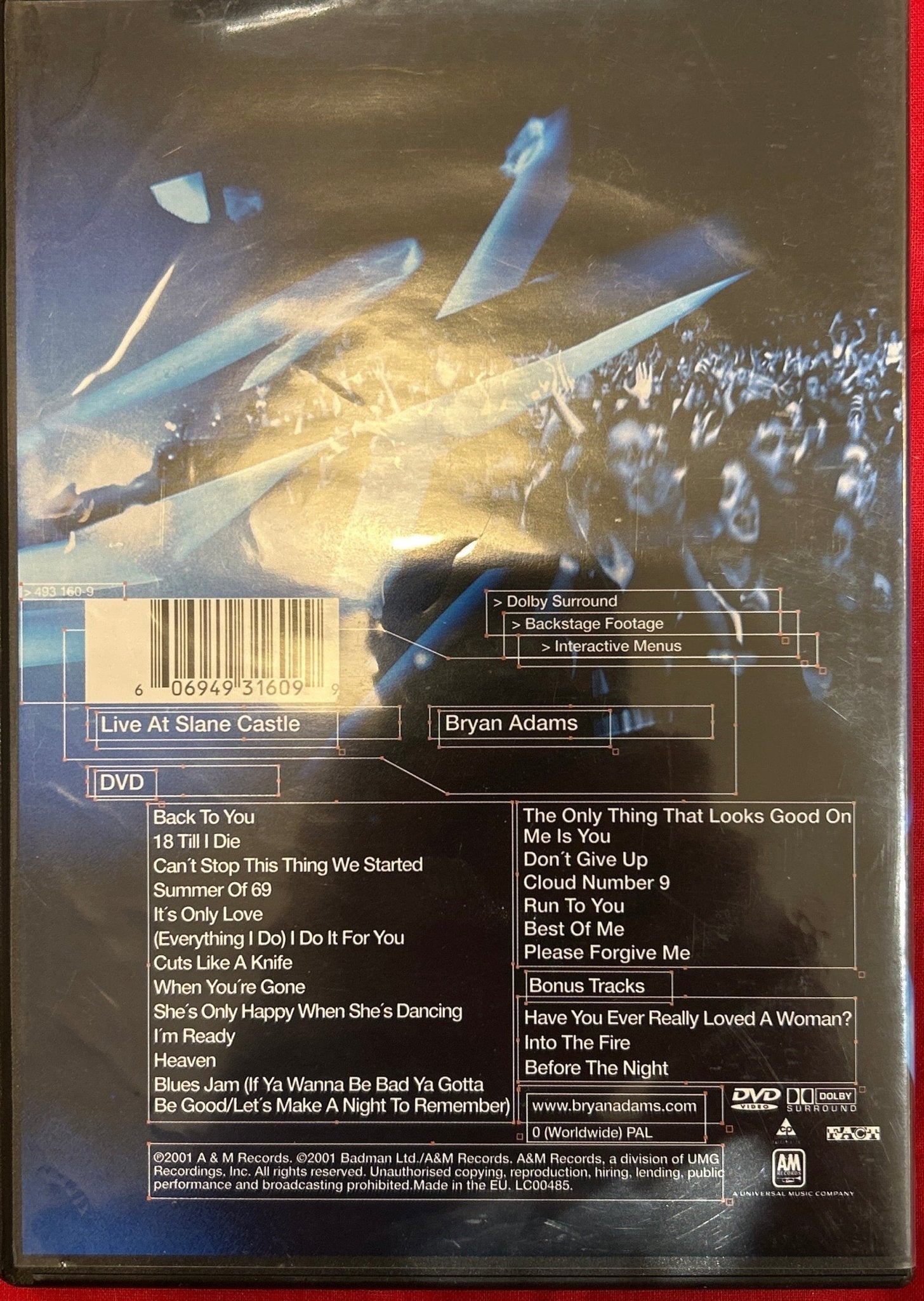 DVD Bryan Adams ‎– Live At Slane Castle, Ireland 2000 2ª Mano (Producto exclusivo recogida en tienda) - DISCOS NAKASHA