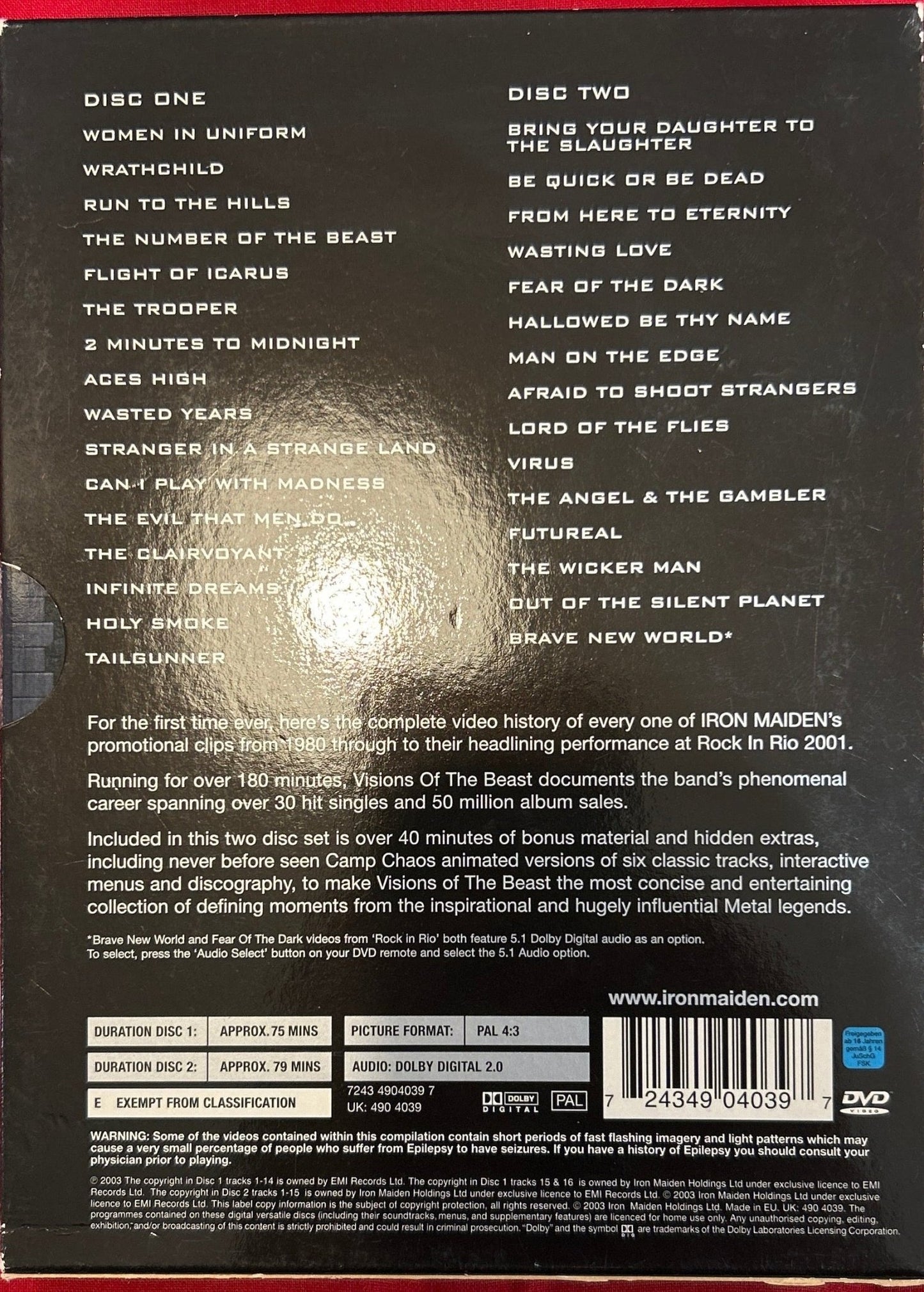 DVD Iron Maiden ‎– Visions Of The Beast 2ª Mano - DISCOS NAKASHA
