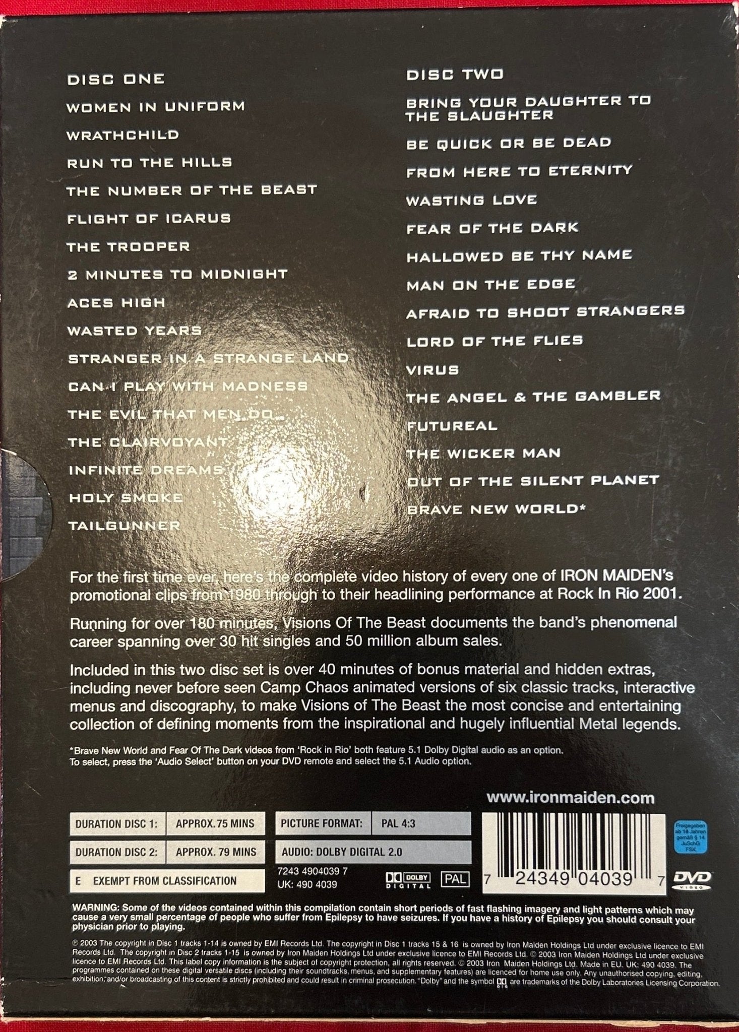 DVD Iron Maiden ‎– Visions Of The Beast 2ª Mano - DISCOS NAKASHA