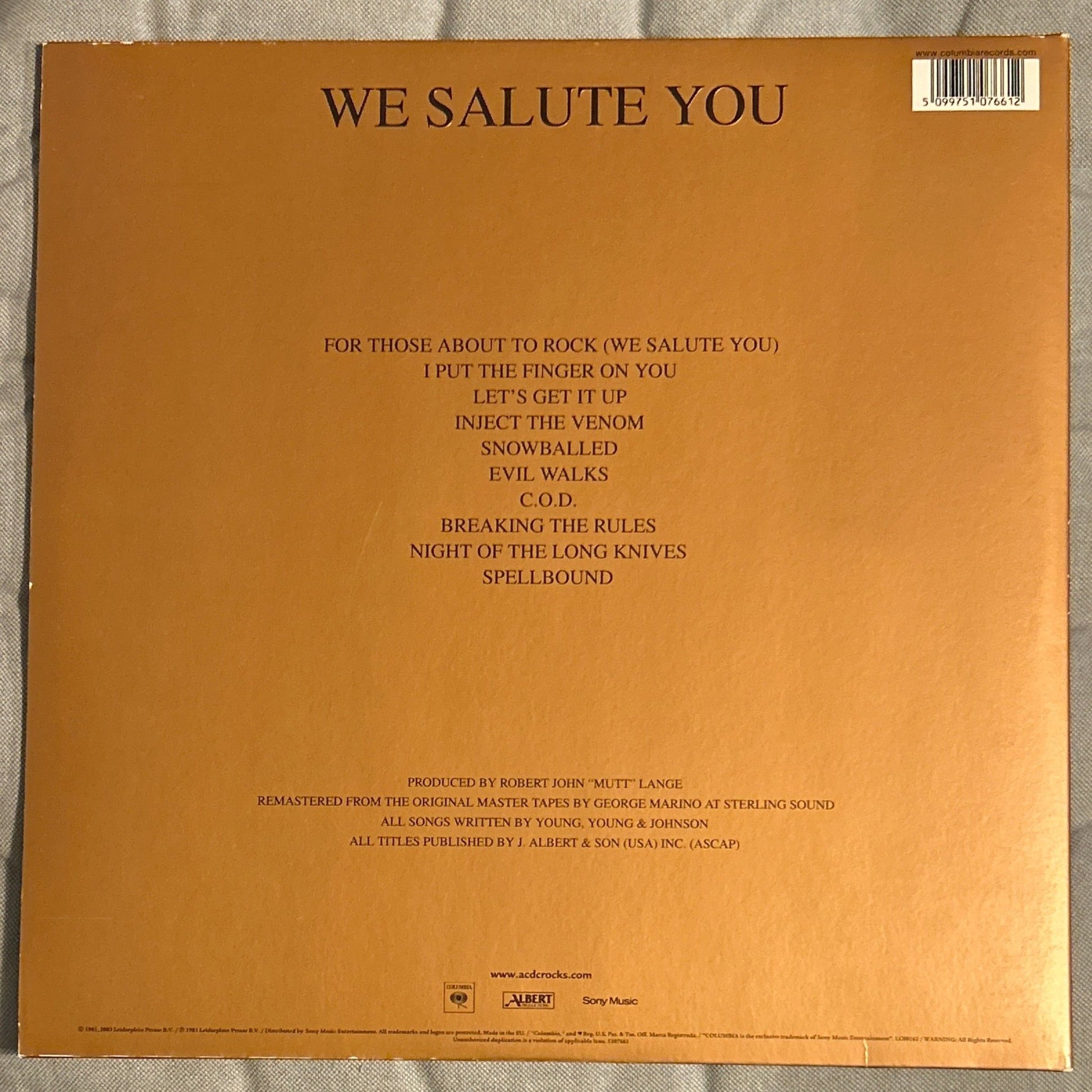 LP AC/DC ‎– For Those About To Rock (We Salute You) 2ª Mano - DISCOS NAKASHA