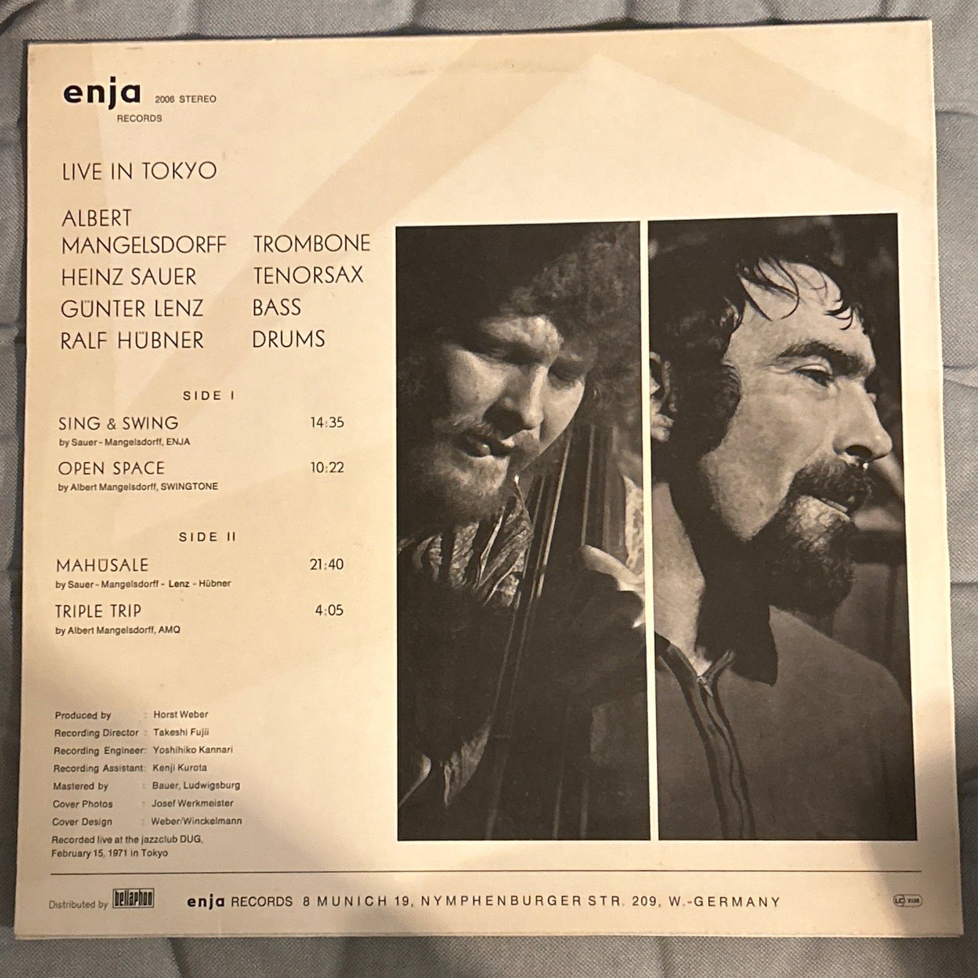 LP Albert Mangelsdorff Quartet ‎– Live In Tokyo 2ª Mano - DISCOS NAKASHA