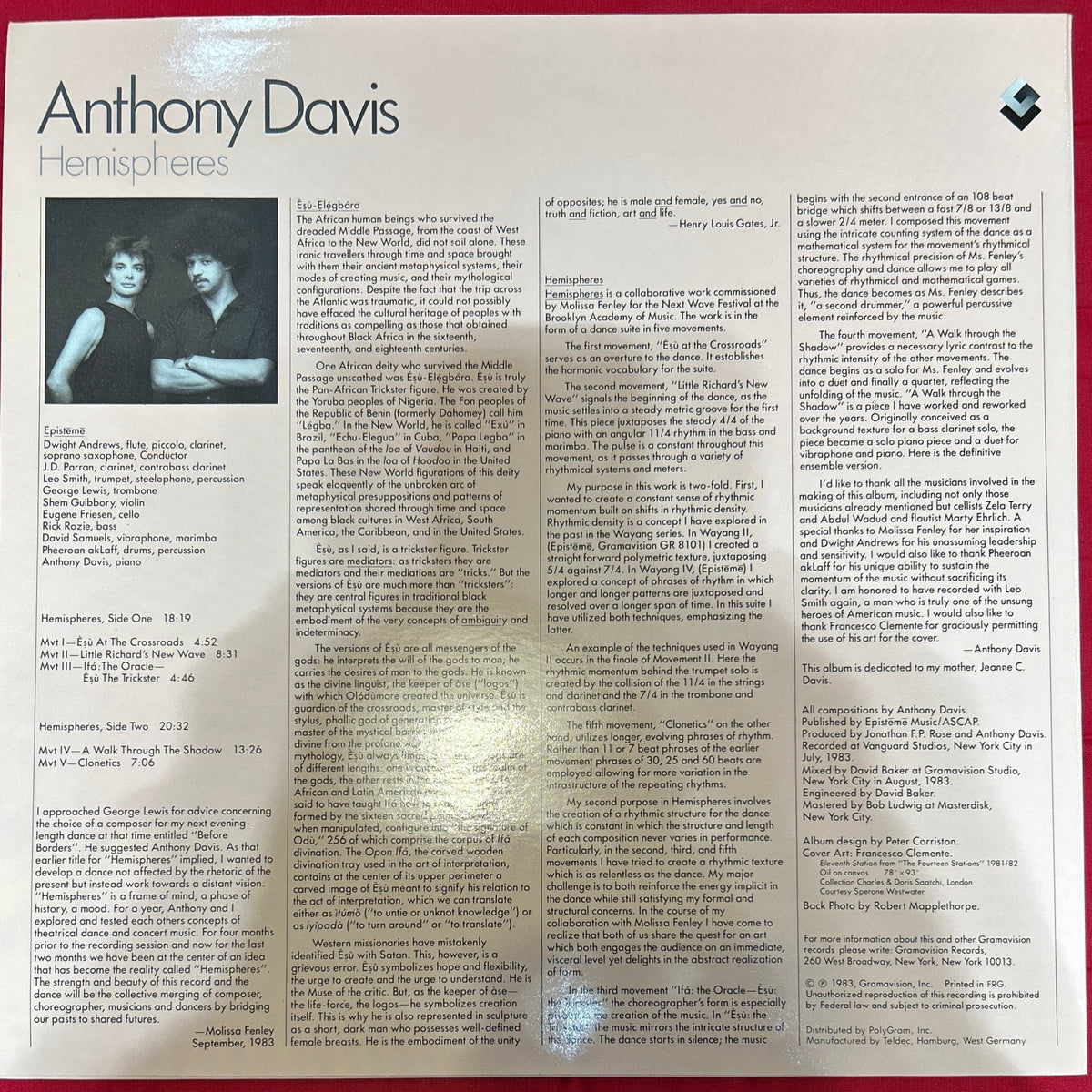 LP Anthony Davis ‎– Hemispheres 2ª Mano - DISCOS NAKASHA