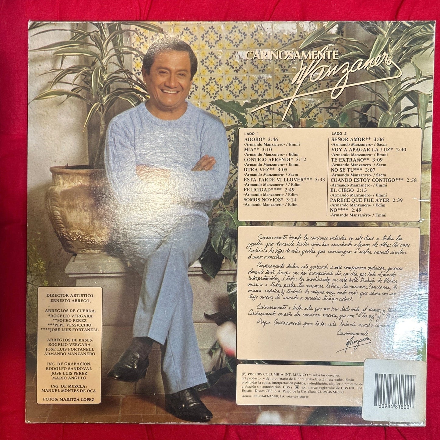 LP Armando Manzanero ‎– Cariñosamente Manzanero 2ª Mano (Producto exclusivo recogida en tienda) - DISCOS NAKASHA