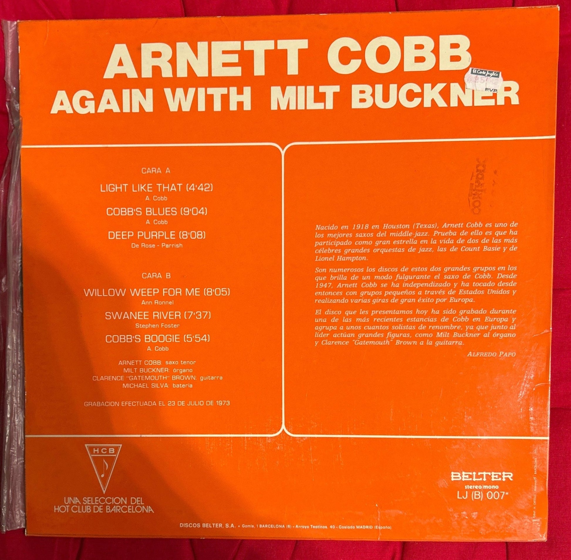 LP Arnett Cobb ‎– Again With Milt Buckner 2ª Mano - DISCOS NAKASHA