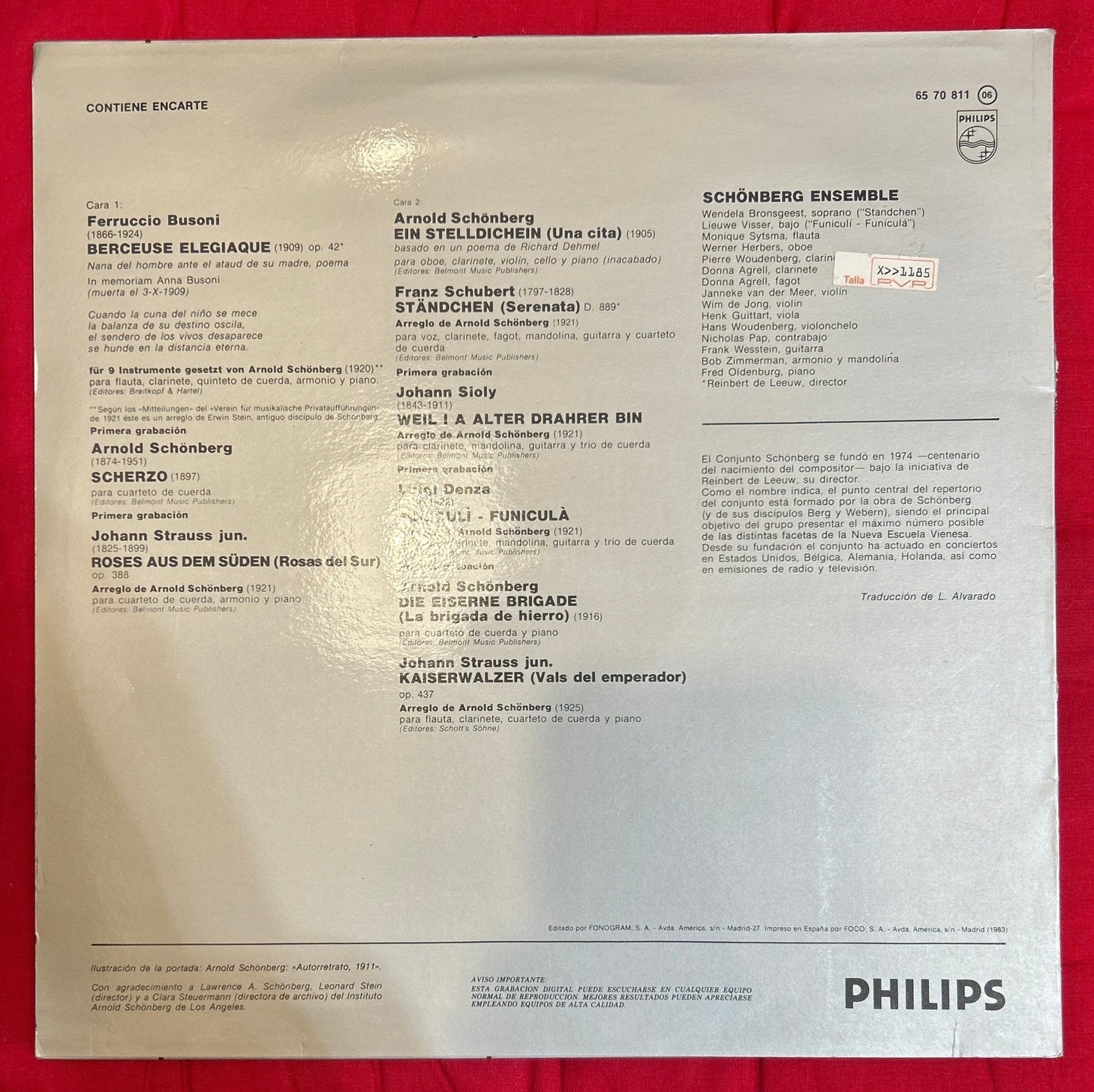 LP Arnold Schönberg*, Schönberg Ensemble, Reinbert De Leeuw ‎– „Wien, Wien, Nur Du Allein..." 2ª Mano - DISCOS NAKASHA