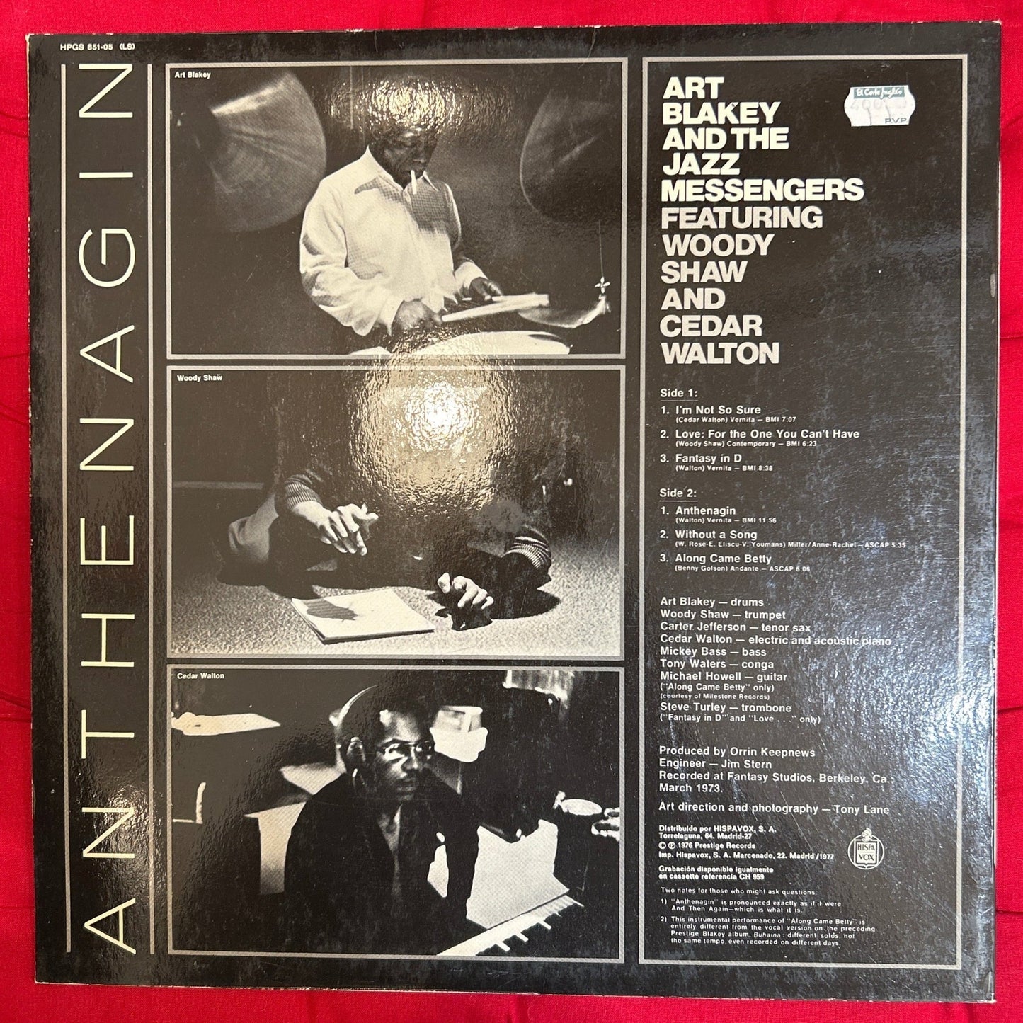 LP Art Blakey & The Jazz Messengers Featuring Woody Shaw & Cedar Walton – Anthenagin 2ª Mano - DISCOS NAKASHA
