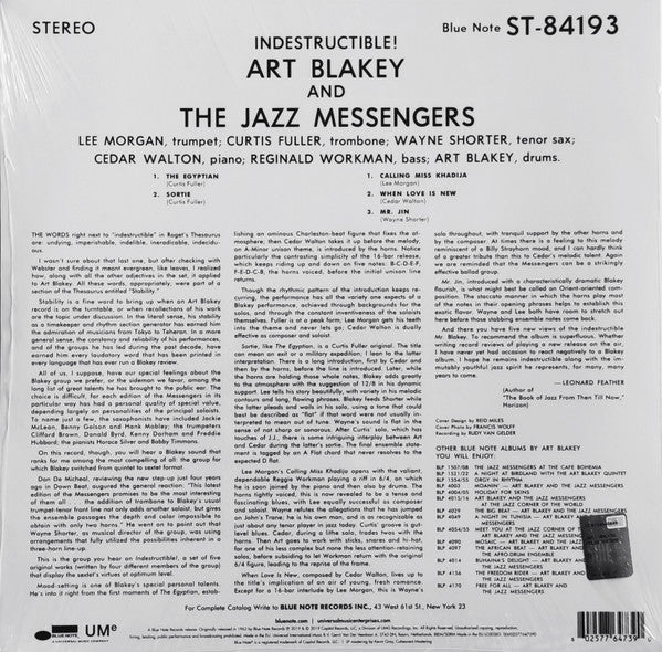 LP Art Blakey & The Jazz Messengers ‎– Indestructible! Nuevo precintado - DISCOS NAKASHA
