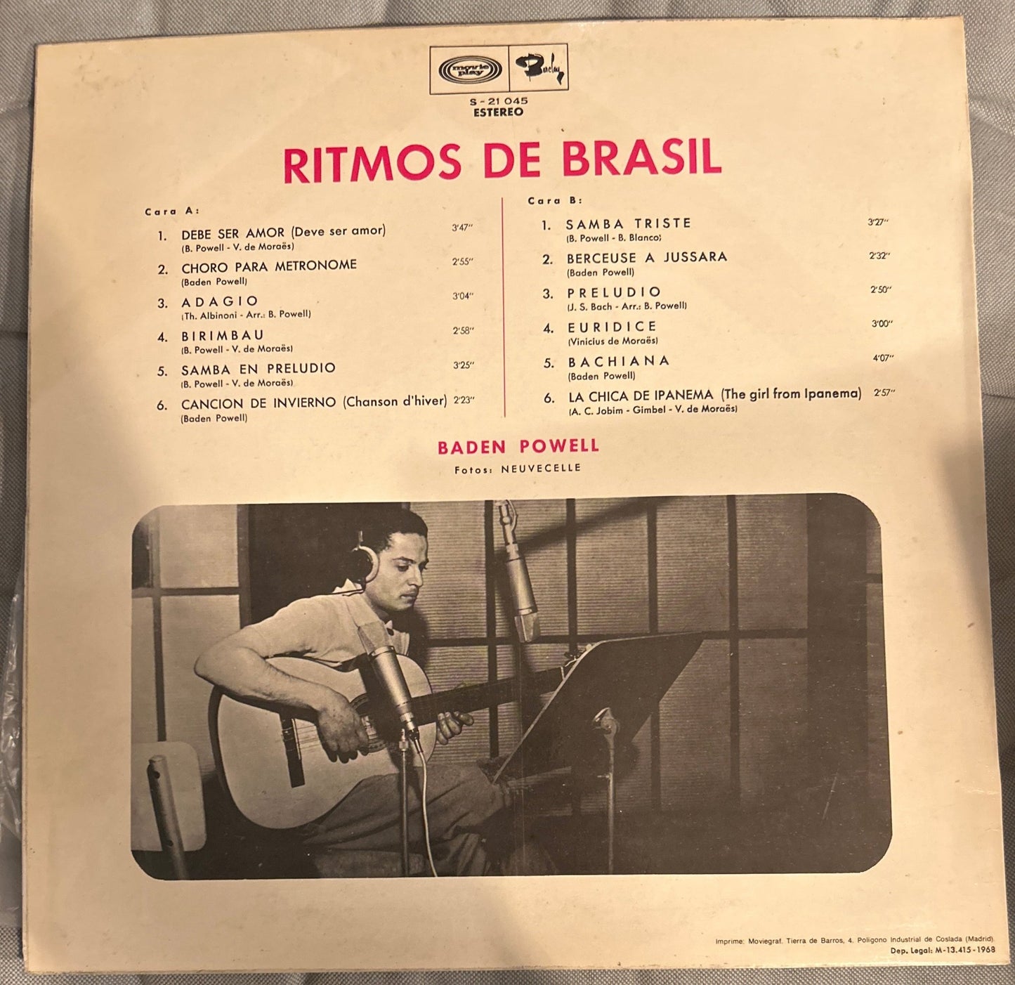 LP Baden Powell ‎– Ritmos de Brasil 2ª Mano - DISCOS NAKASHA