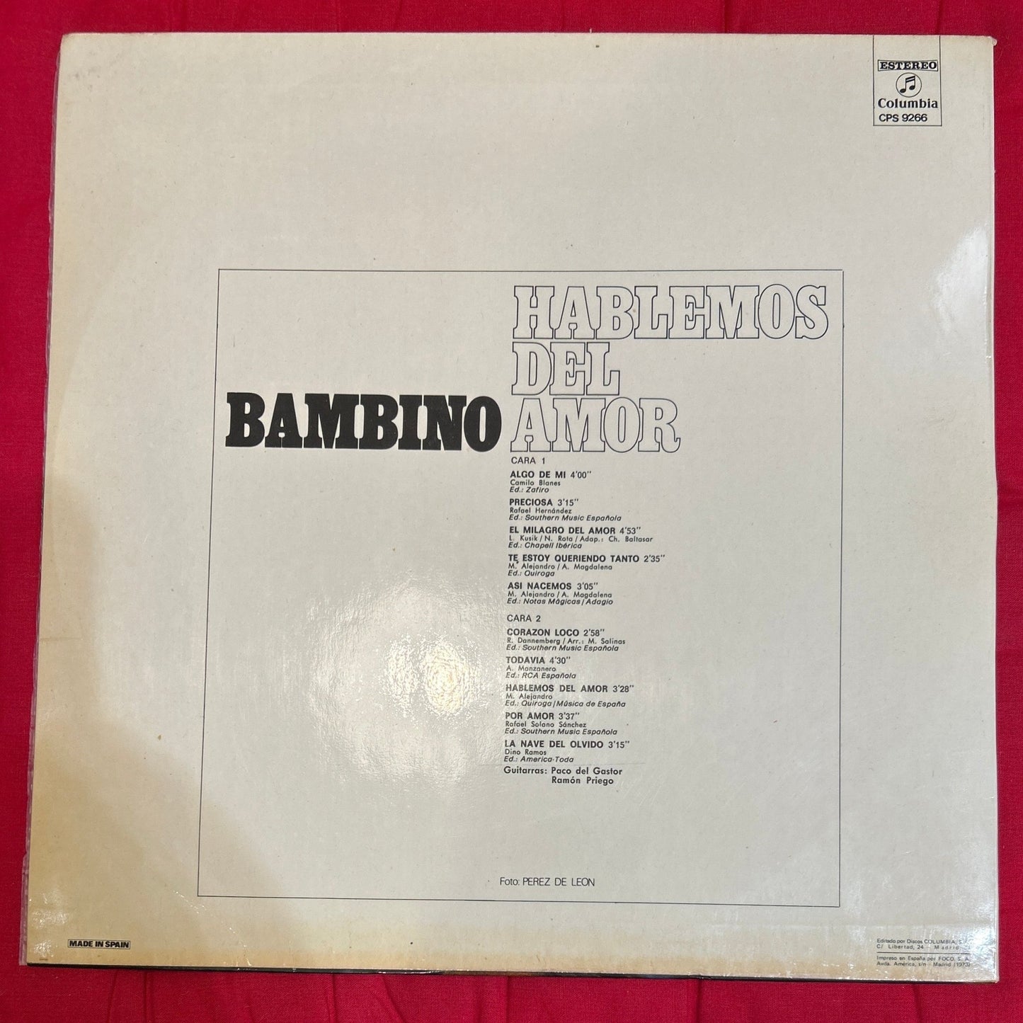 LP Bambino ‎– Hablemos Del Amor 2ª Mano - DISCOS NAKASHA