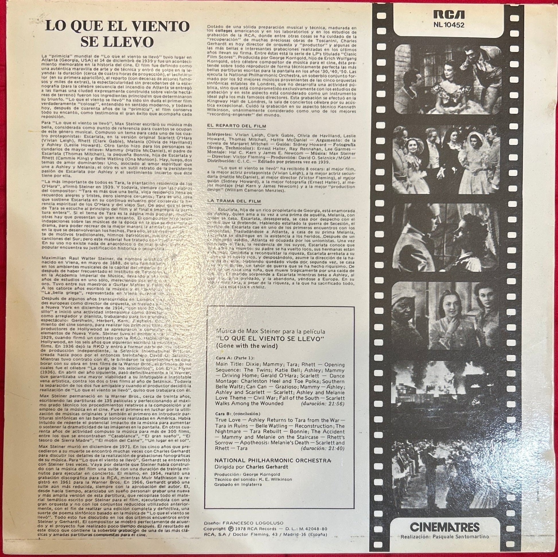 LP Banda Sonora - Max Steiner, Charles Gerhardt, National Philharmonic Orchestra ‎– Lo Que El Viento Se Llevó (Gone With The Wind) 2ª Mano (Producto exclusivo recogida en tienda) - DISCOS NAKASHA