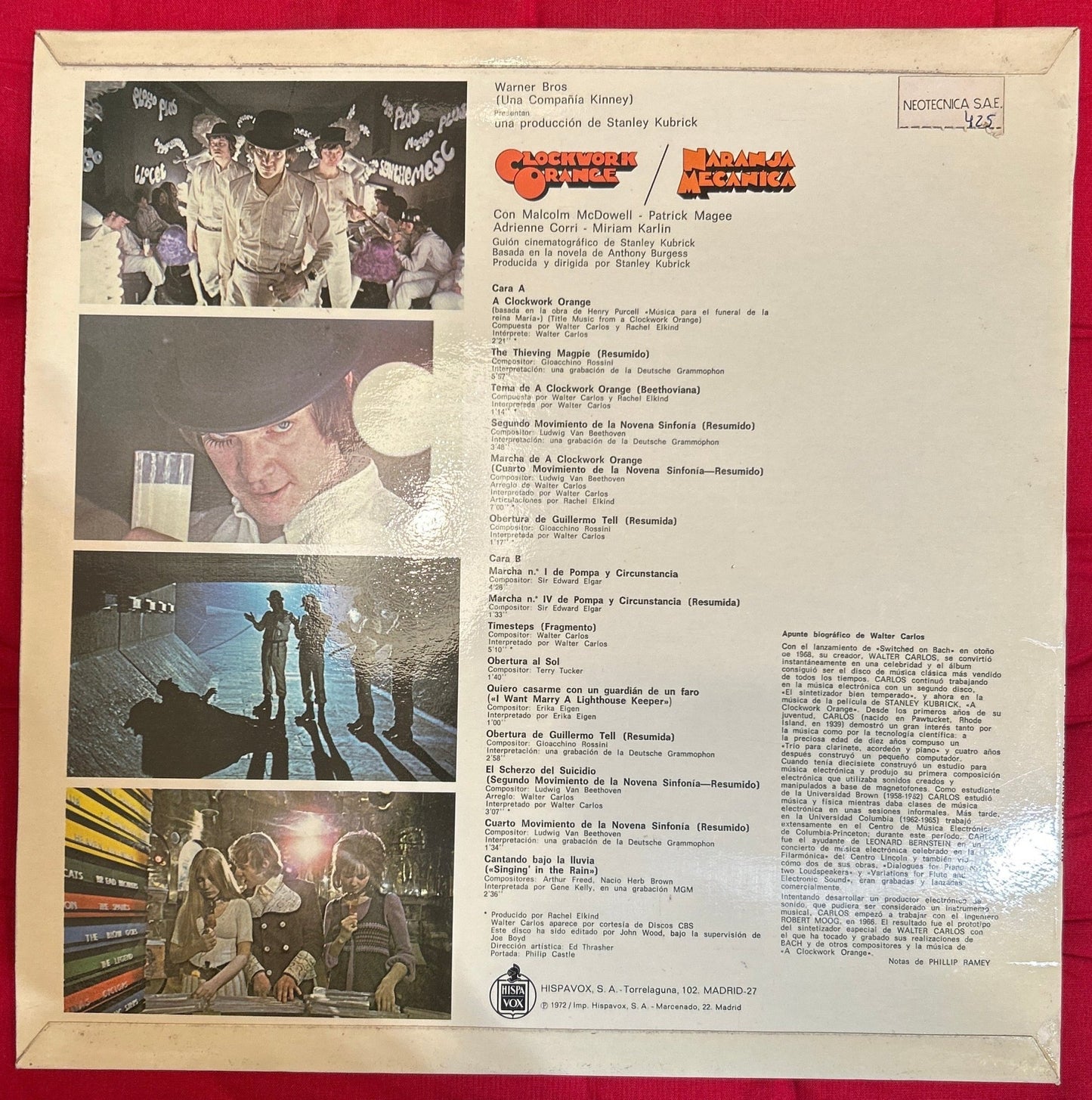 LP Banda Sonora ‎– Naranja Mecanica = Clockwork Orange 2ª Mano - DISCOS NAKASHA