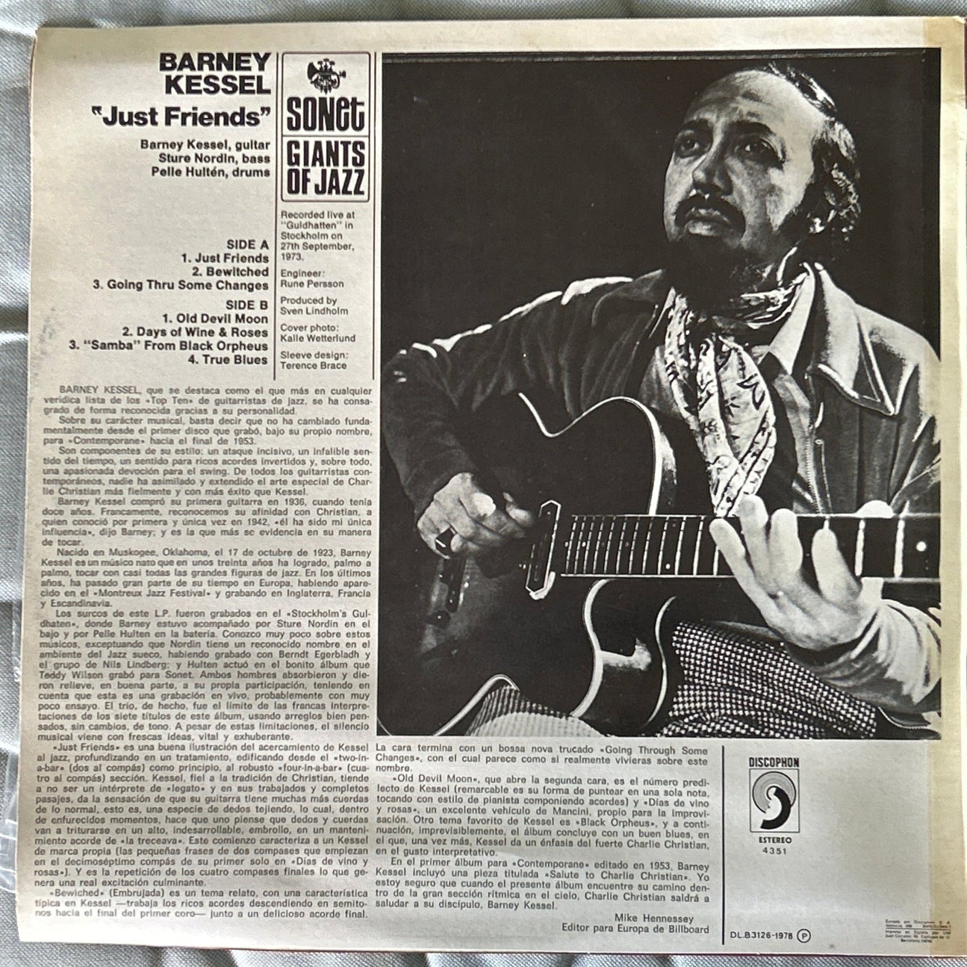 LP Barney Kessel ‎– Just Friends 2ª Mano - DISCOS NAKASHA
