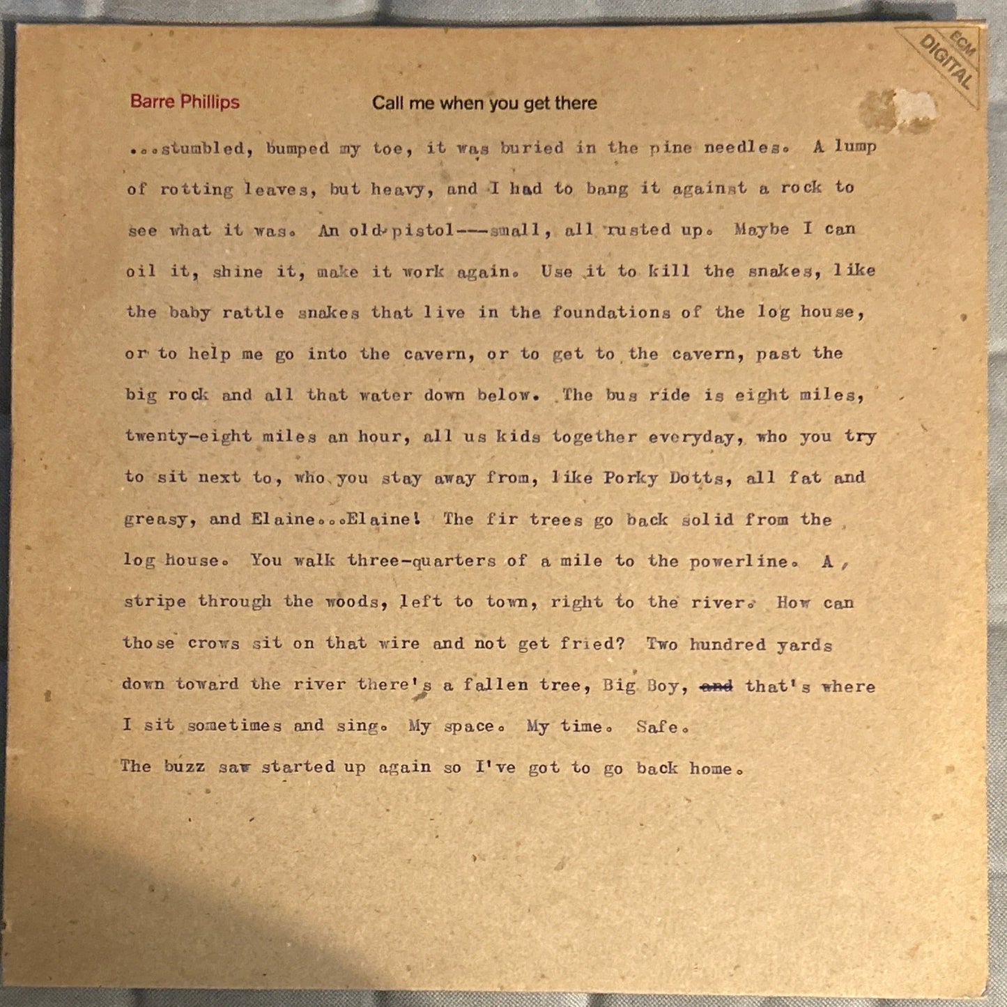 LP Barre Phillips ‎– Call Me When You Get There 2ª Mano - DISCOS NAKASHA