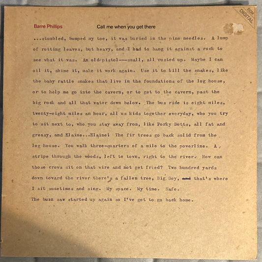 LP Barre Phillips ‎– Call Me When You Get There 2ª Mano - DISCOS NAKASHA