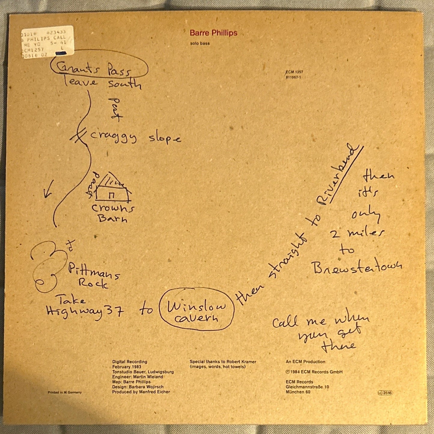 LP Barre Phillips ‎– Call Me When You Get There 2ª Mano - DISCOS NAKASHA