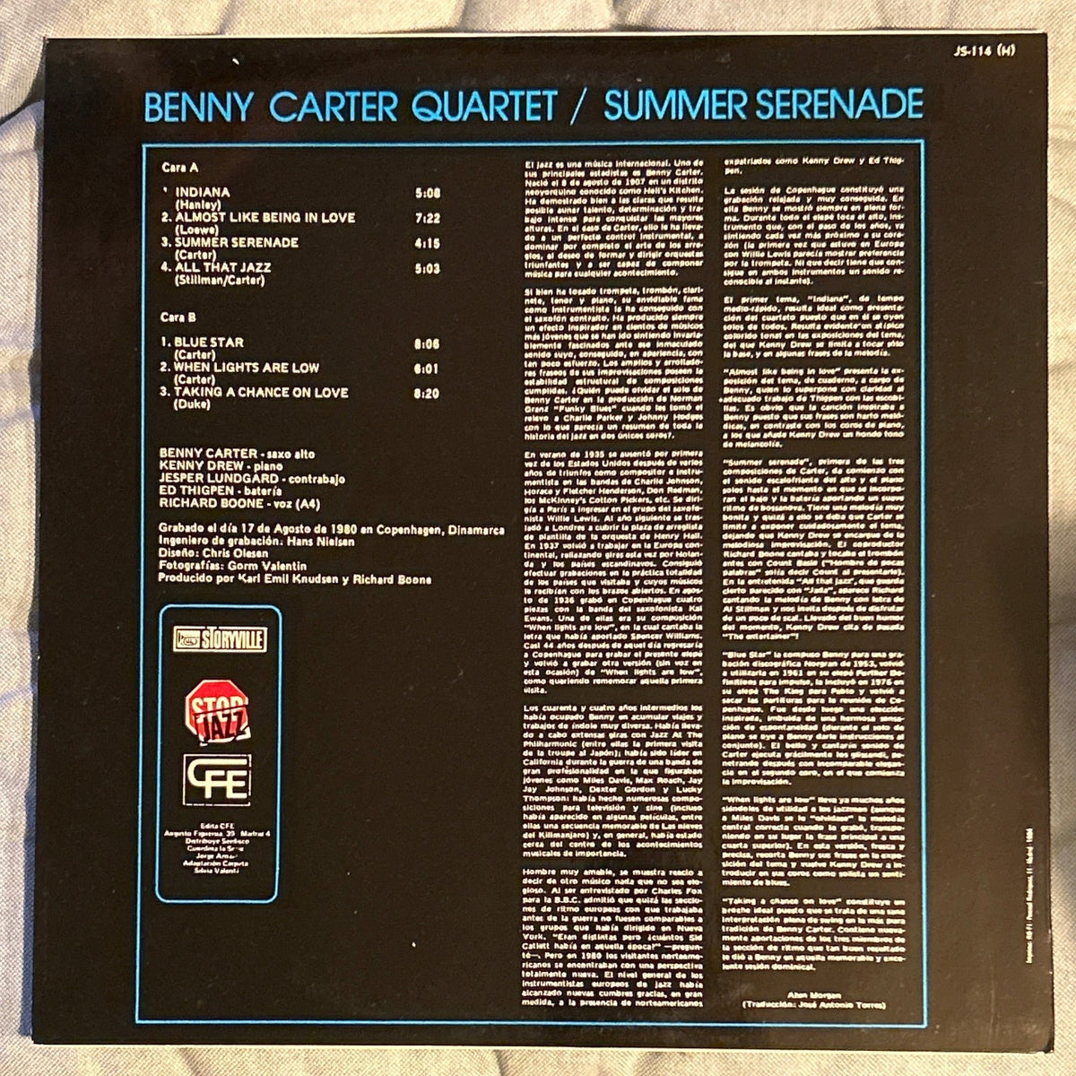 LP Benny Carter Quartet ‎– Summer Serenade 2ª Mano - DISCOS NAKASHA