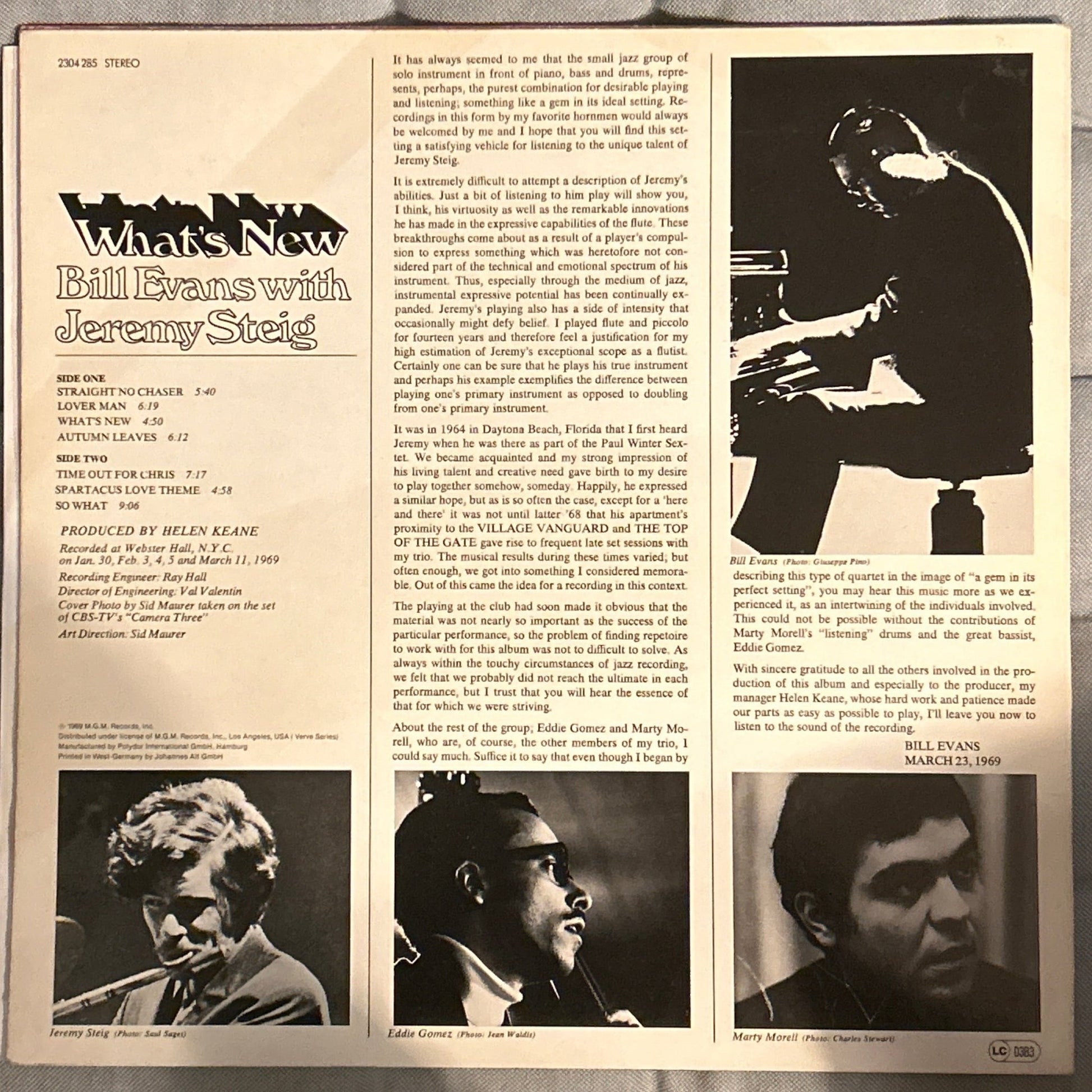 LP Bill Evans & Jeremy Steig ‎– What's New 2ª Mano - DISCOS NAKASHA