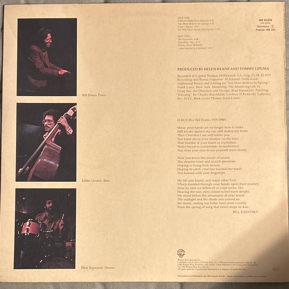 LP Bill Evans ‎– You Must Believe In Spring 2ª Mano - DISCOS NAKASHA