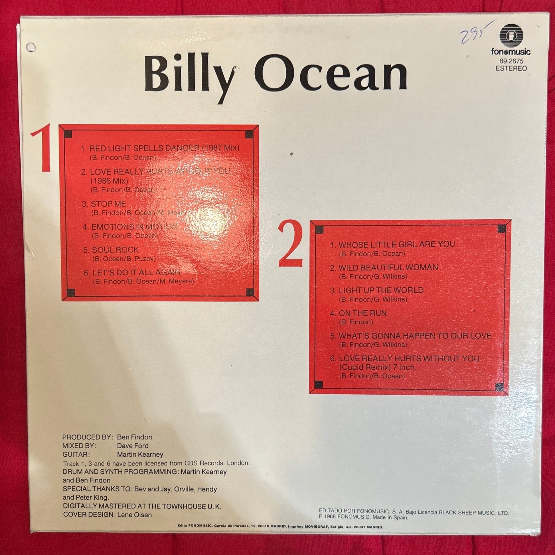 LP Billy Ocean ‎– Red Light 2ª mano - DISCOS NAKASHA