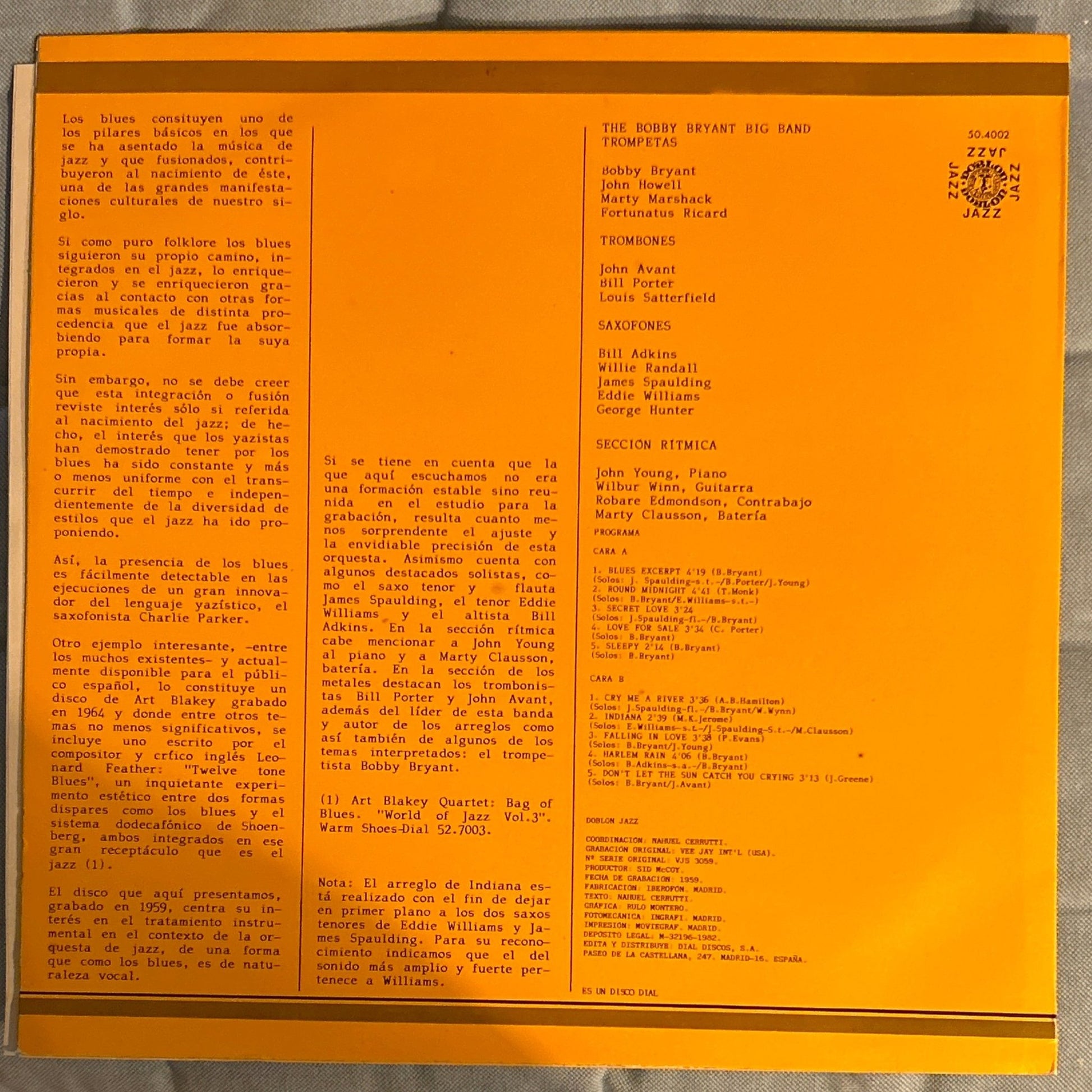 LP Bobby Bryant – Big Band Blues 2ª Mano - DISCOS NAKASHA