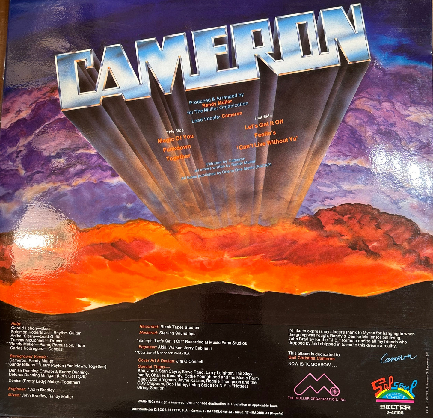 LP Cameron ‎– Cameron 2ª Mano - DISCOS NAKASHA