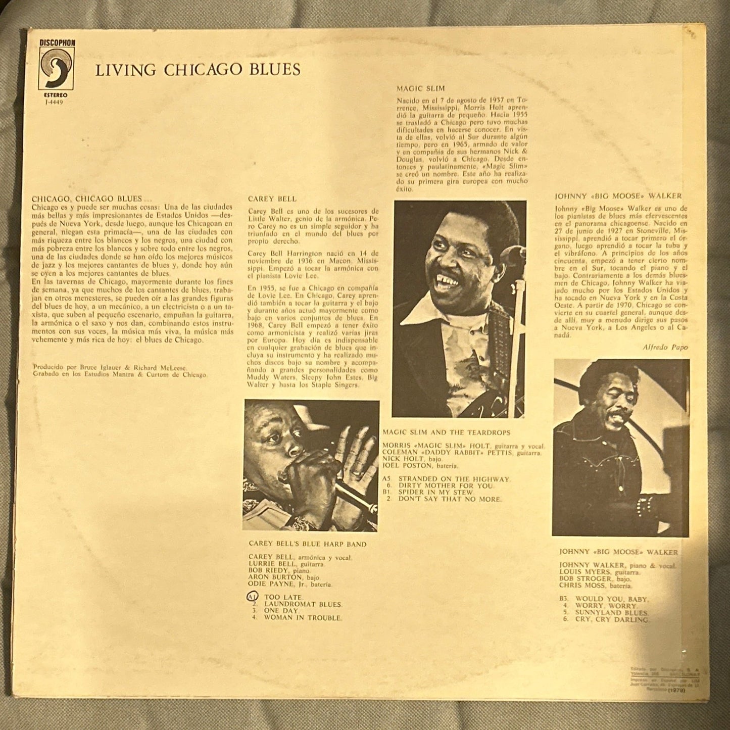 LP Carey Bell's Blues Harp Band / Magic Slim And The Teardrops / Johnny "Big Moose" Walker – Living Chicago Blues Volume 2 2ª Mano - DISCOS NAKASHA