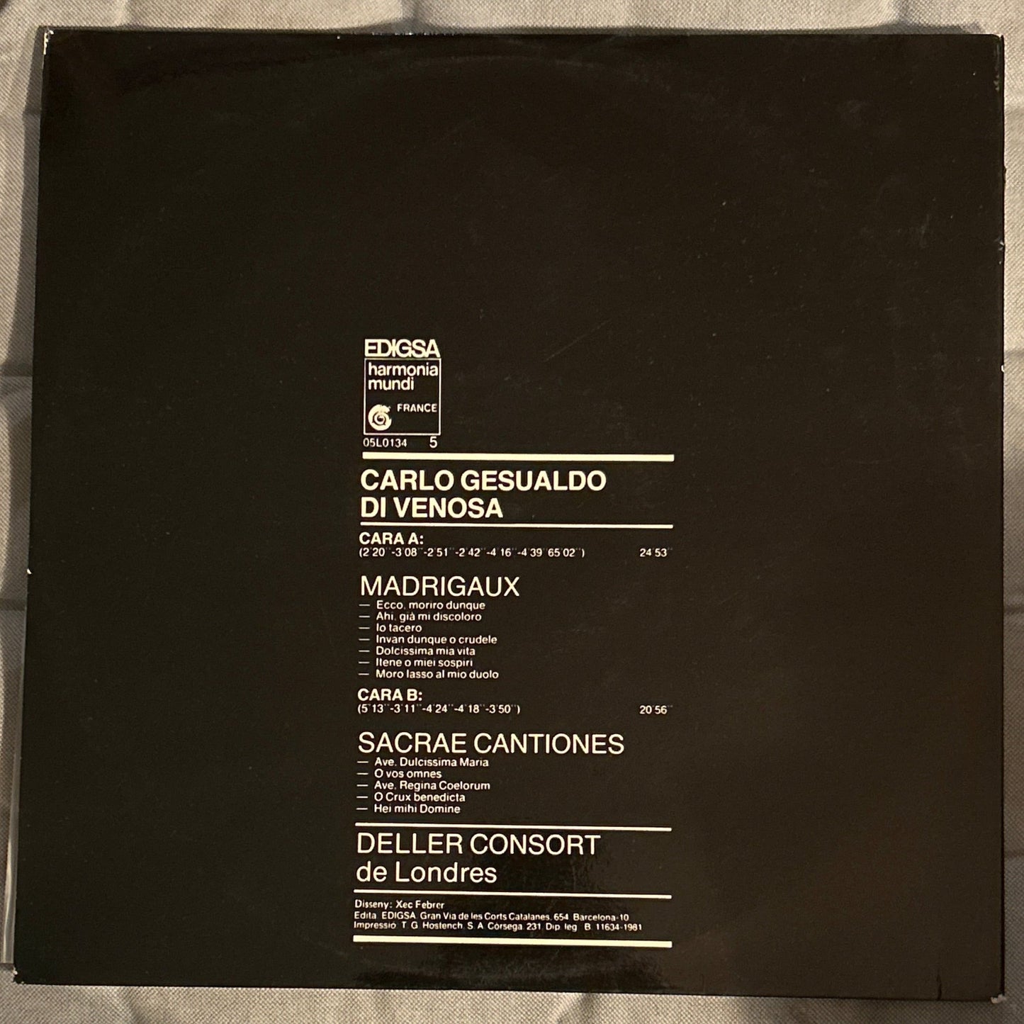 LP Carlo Gesualdo Di Venosa*, Deller Consort ‎– Madrigaux - Sacrae Cantiones 2ª Mano - DISCOS NAKASHA