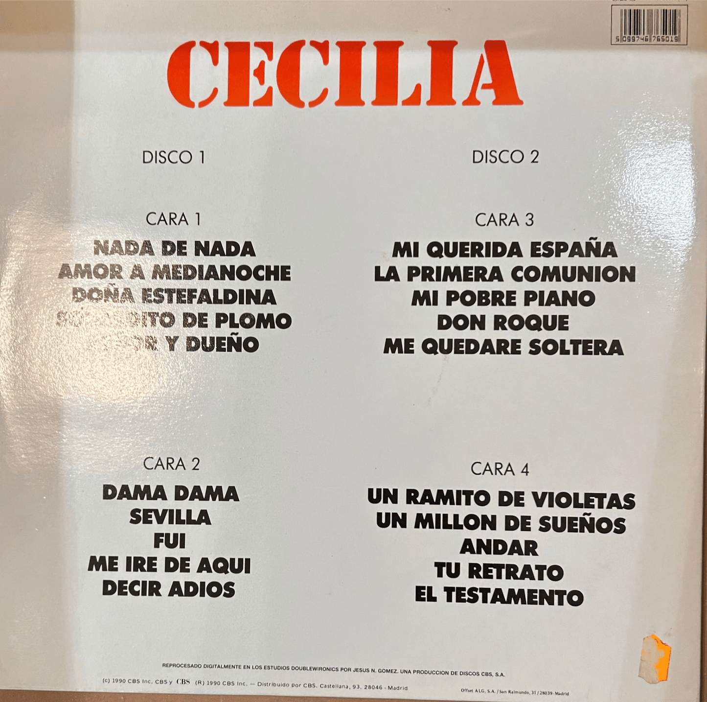 LP Cecilia ‎– 20 Grandes Canciones 2ª Mano - DISCOS NAKASHA