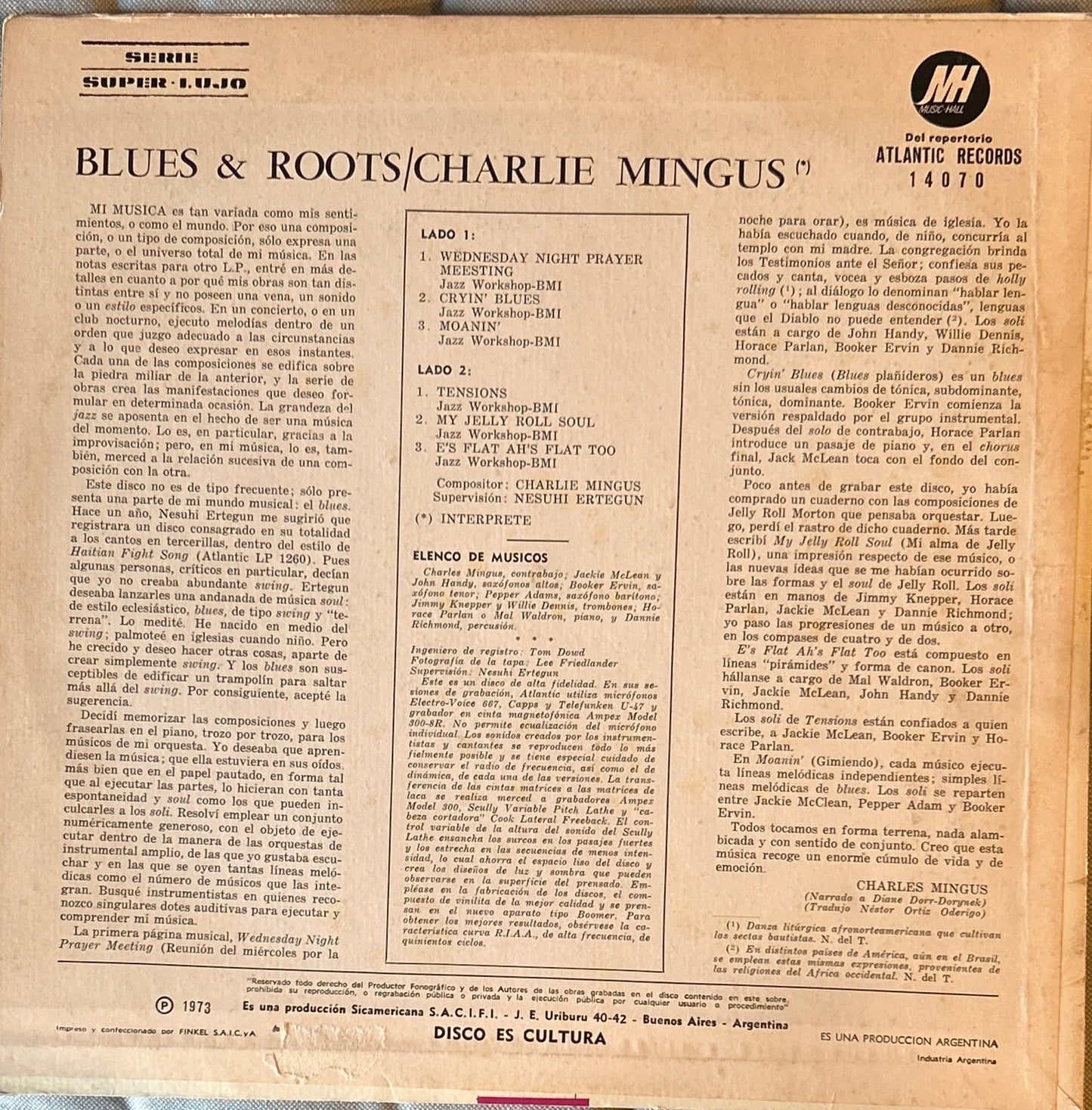 LP Charlie Mingus ‎– Blues & Roots Ed. Argentina 2ª Mano - DISCOS NAKASHA