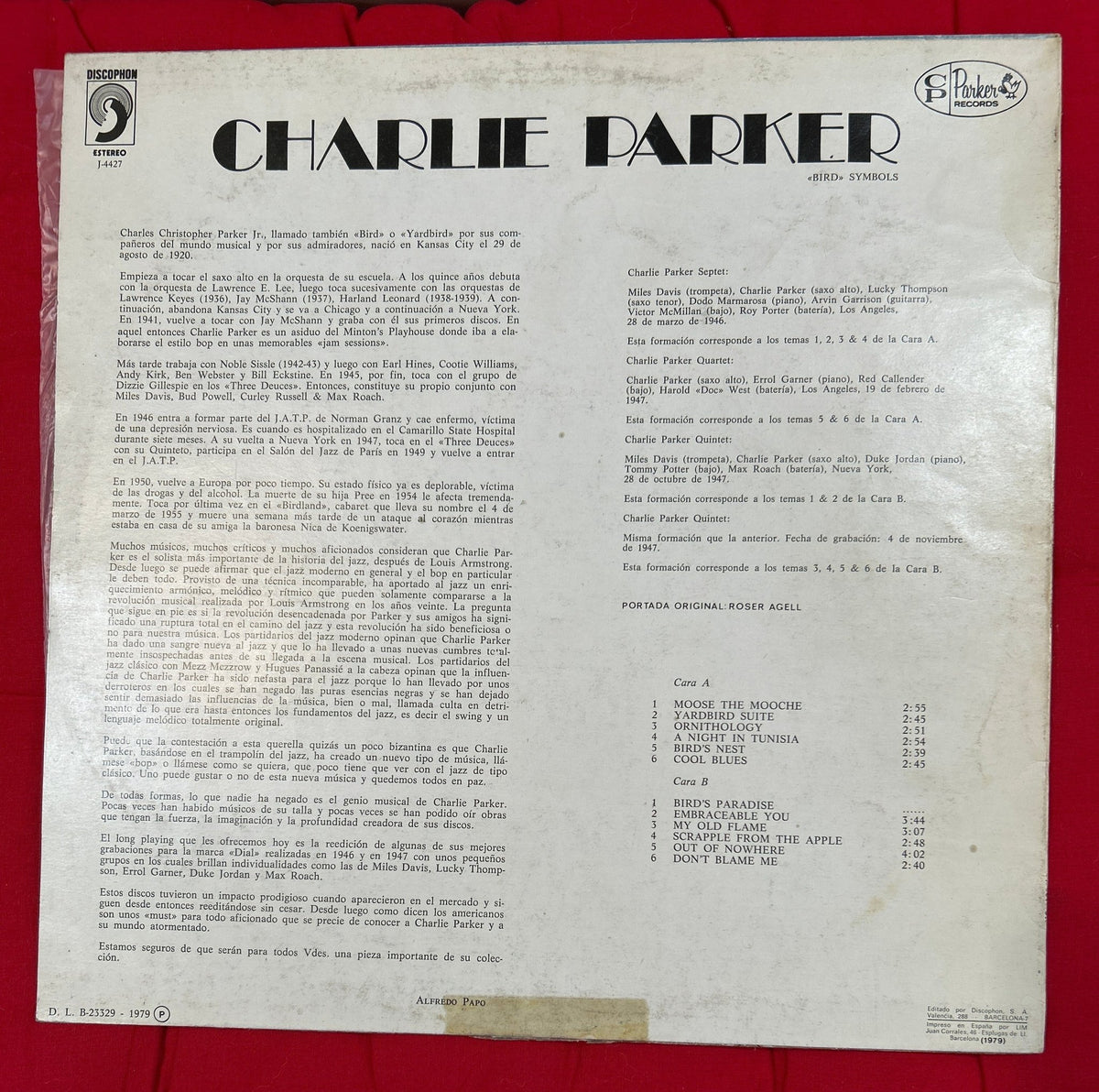 LP Charlie Parker ‎– "Bird" Symbols 2ª Mano - DISCOS NAKASHA