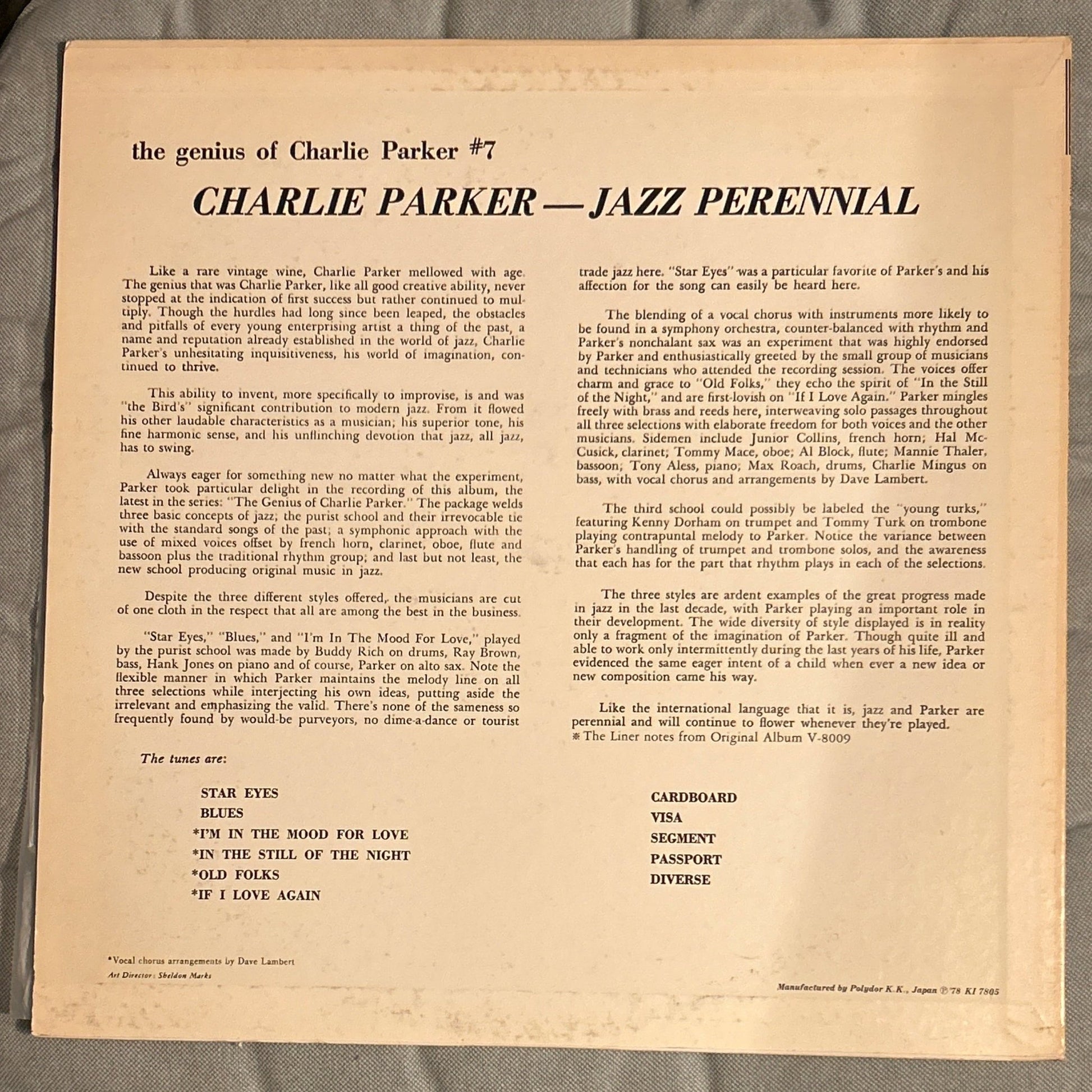 LP Charlie Parker ‎– Jazz Perennial Ed. Japonesa 2ª Mano - DISCOS NAKASHA