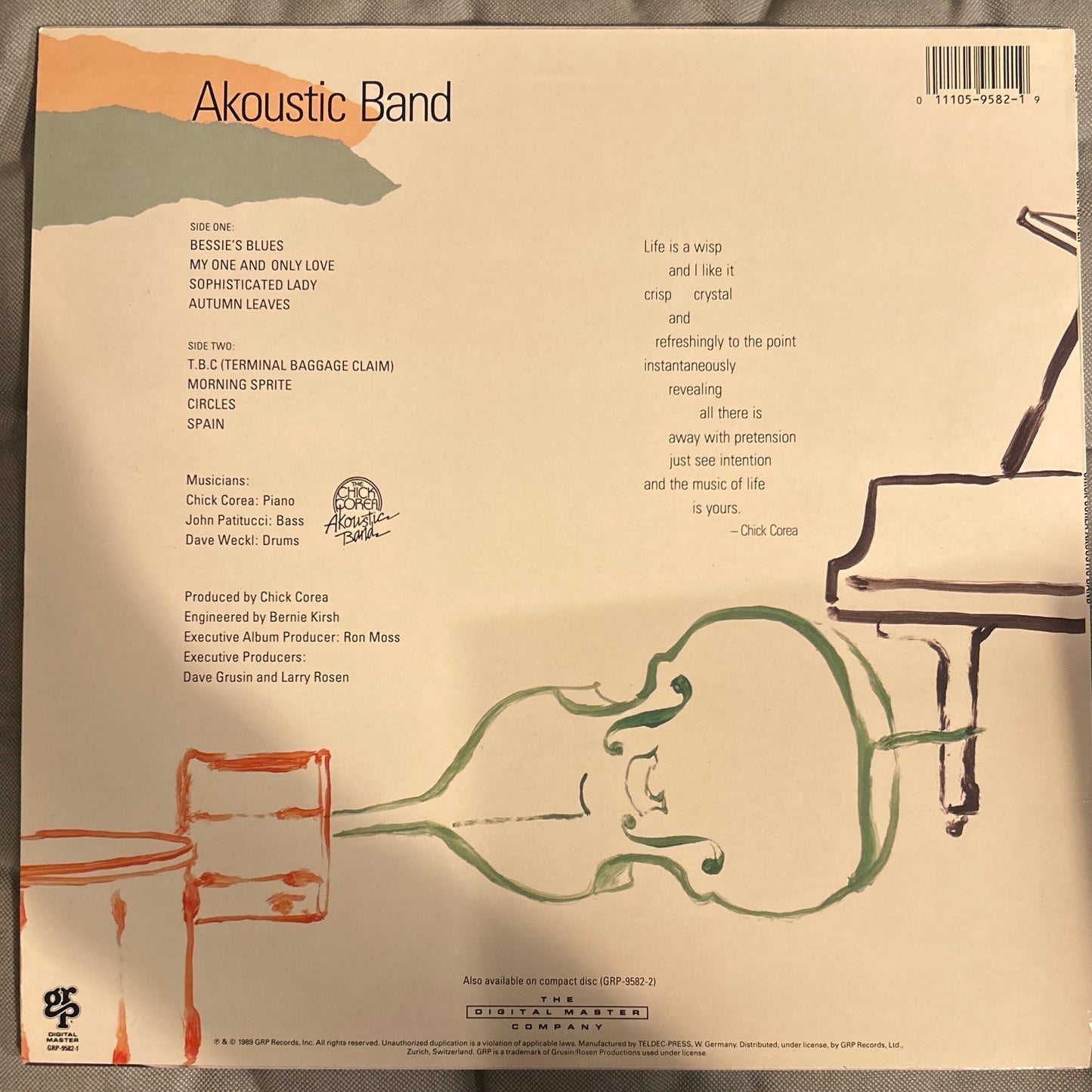 LP Chick Corea Akoustic Band – Chick Corea Akoustic Band 2ª Mano - DISCOS NAKASHA