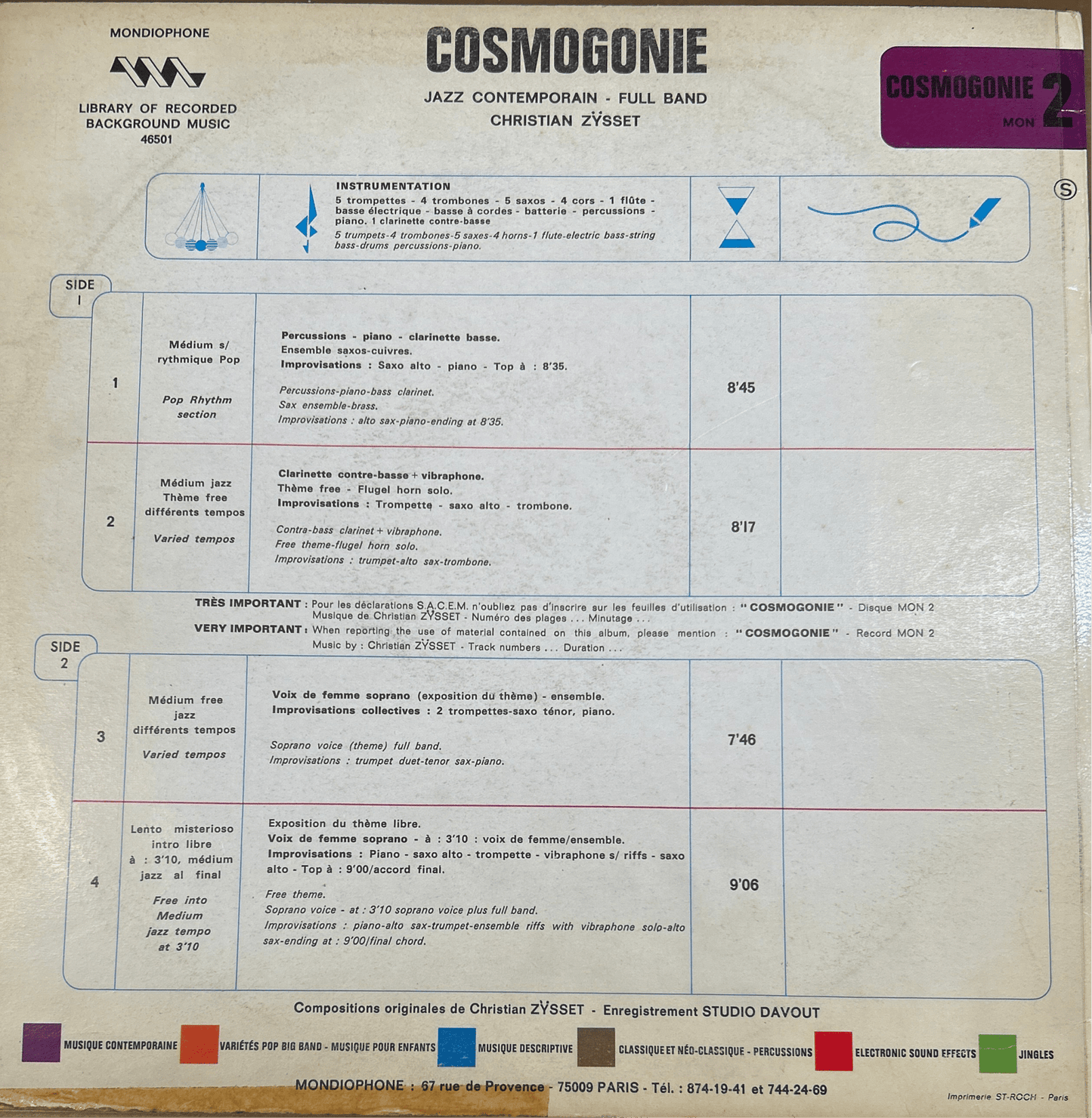 LP Christian Zÿsset ‎– Cosmogonie 2ª mano - DISCOS NAKASHA