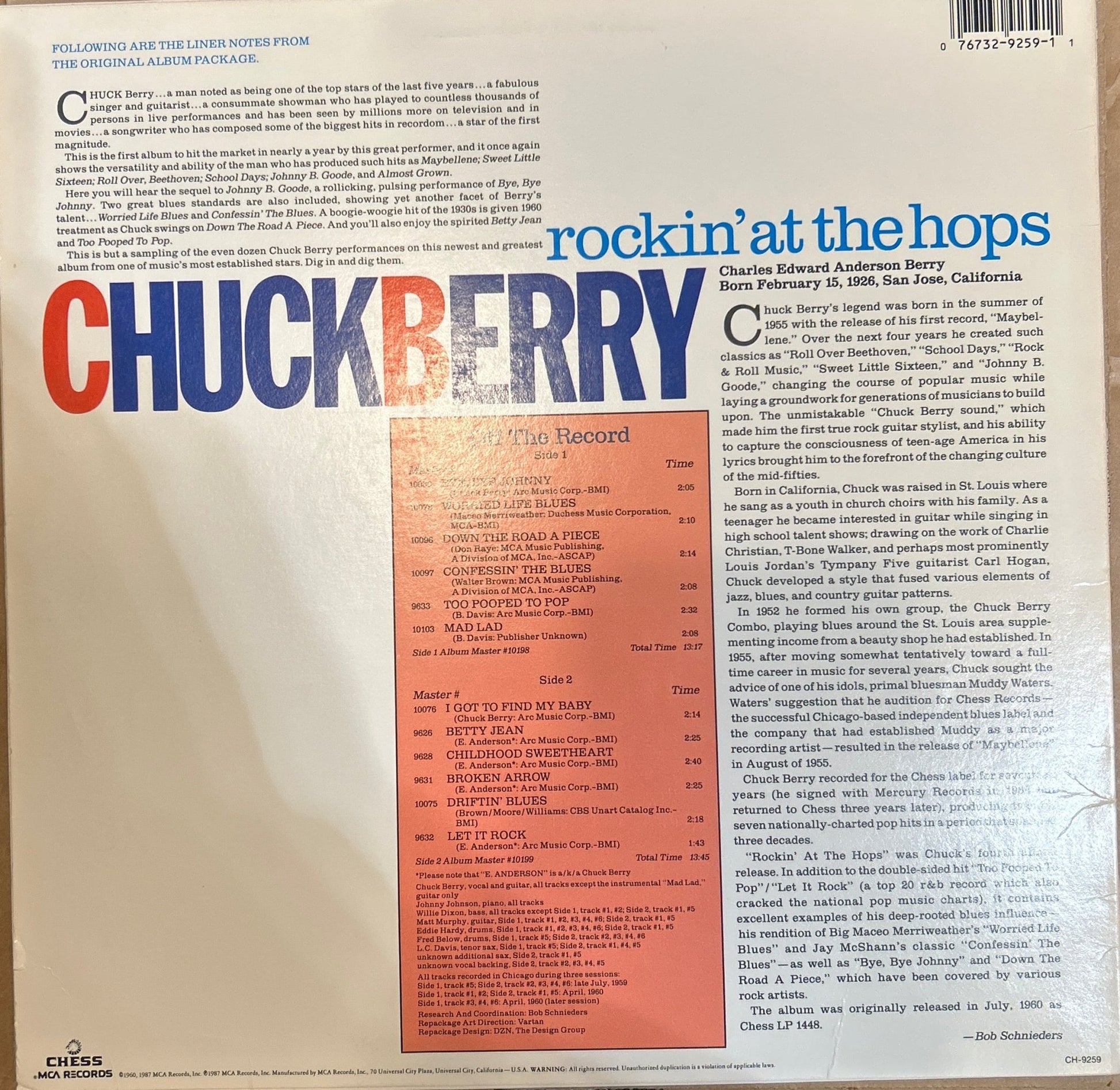 LP Chuck Berry – Rockin' At The Hops 2ª Mano - DISCOS NAKASHA