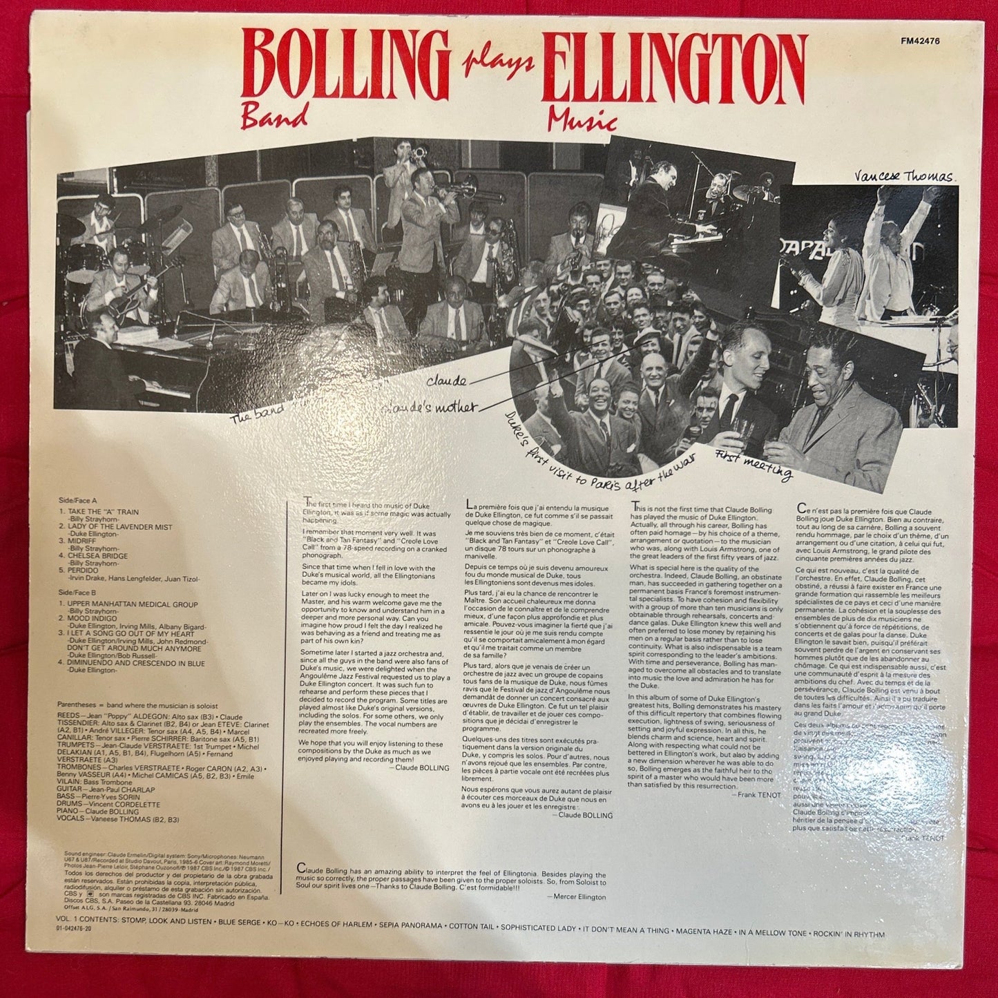 LP Claude Bolling Big Band – Bolling Plays Ellington Vol. II 2ª Mano - DISCOS NAKASHA