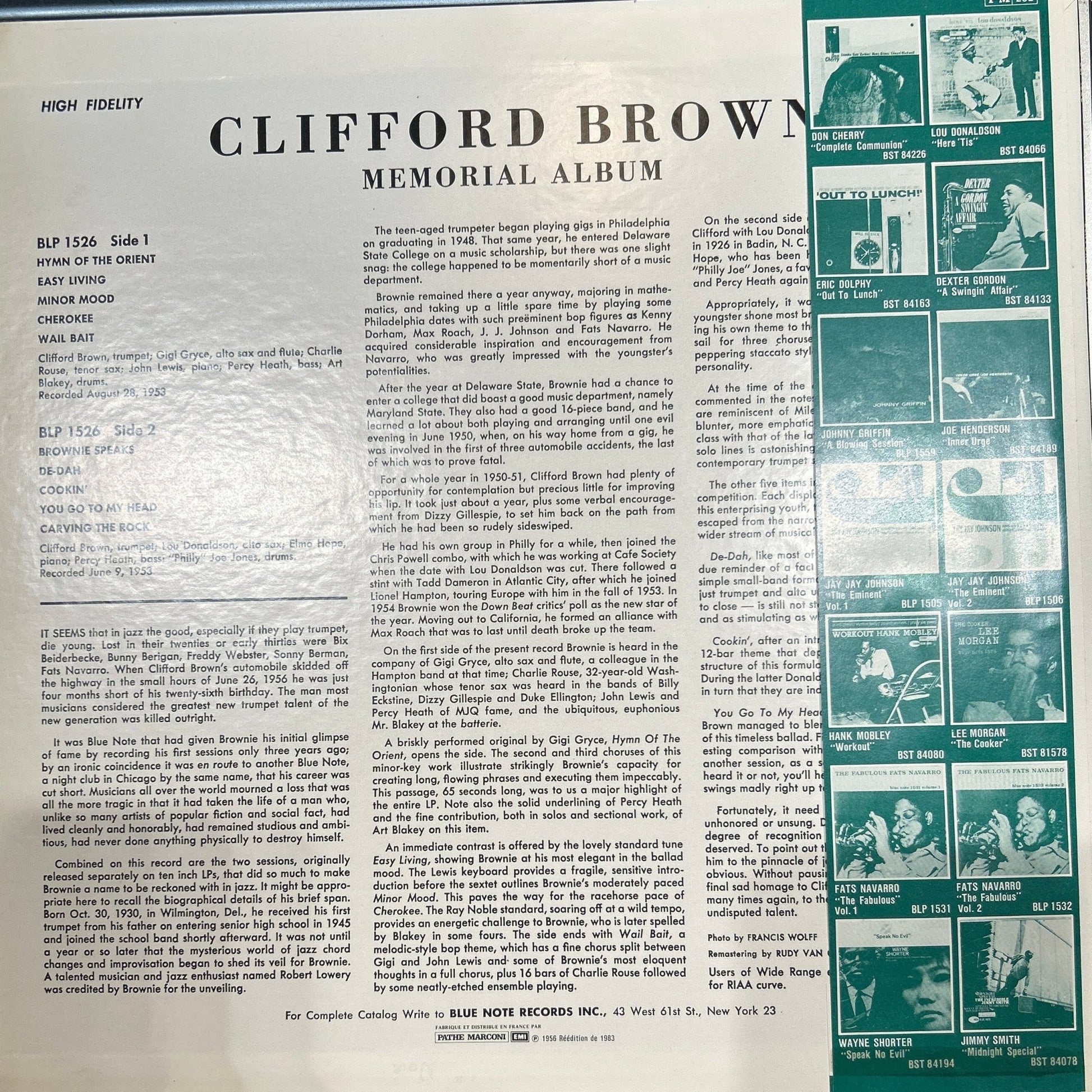 LP Clifford Brown ‎– Memorial Album Ed. Francesa 2ª Mano - DISCOS NAKASHA