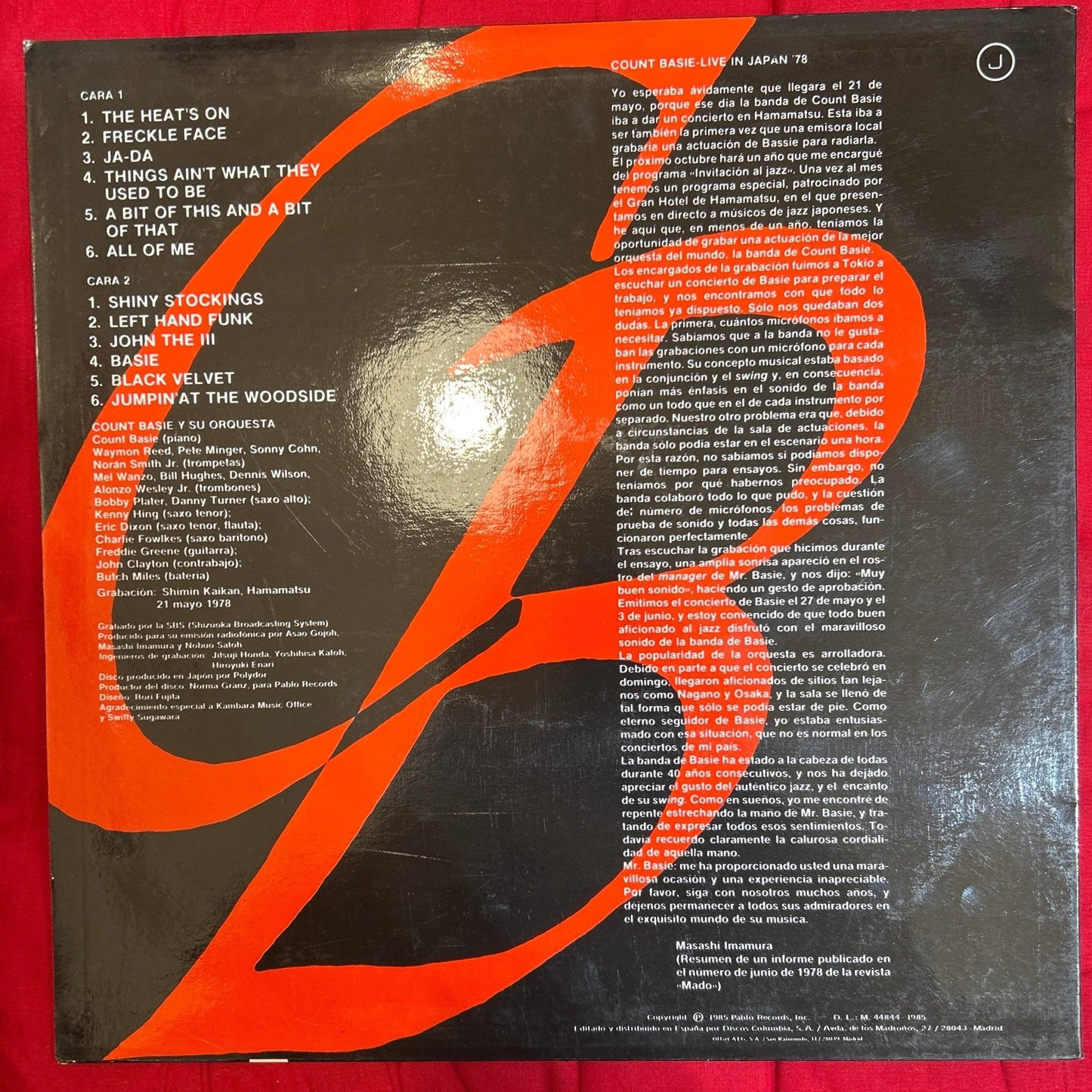 LP Count Basie ‎– Live In Japan '78 2ª Mano - DISCOS NAKASHA