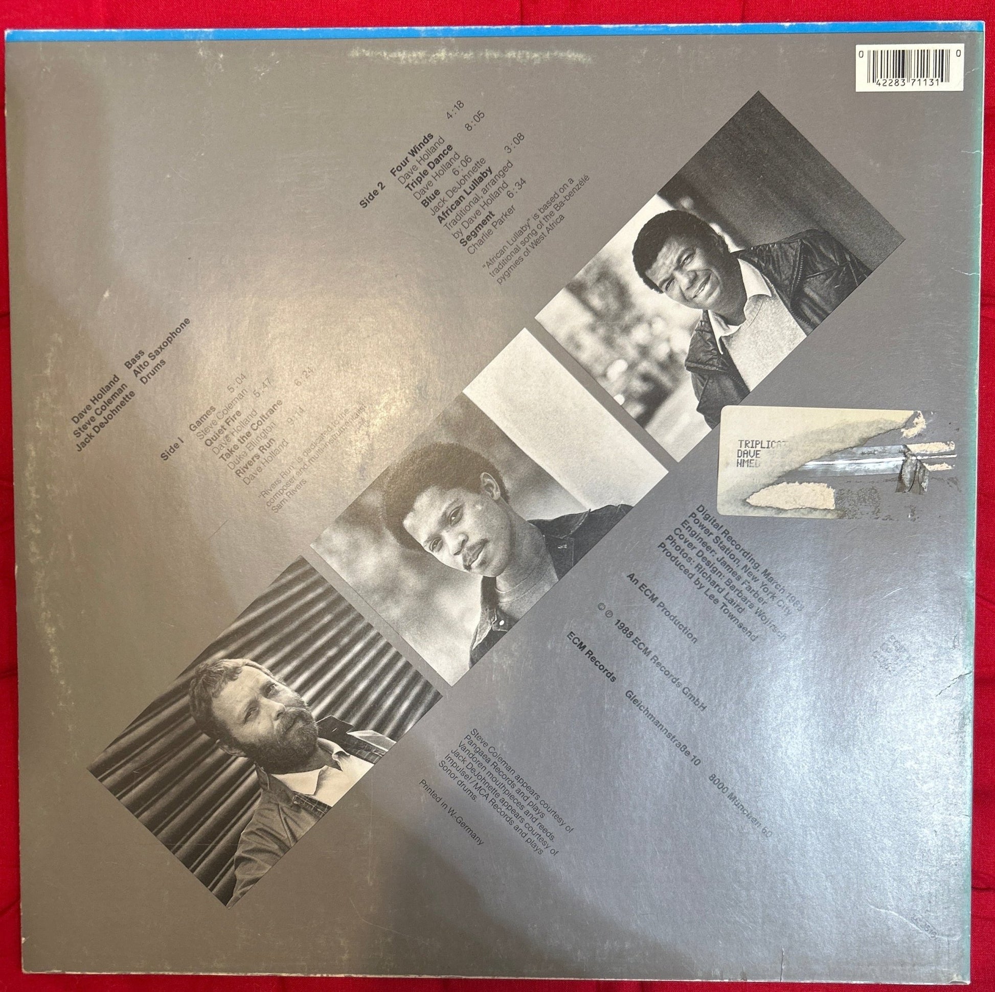 LP Dave Holland Trio w/ Steve Coleman, Jack DeJohnette ‎– Triplicate Ed. Alemana 2ª Mano - DISCOS NAKASHA