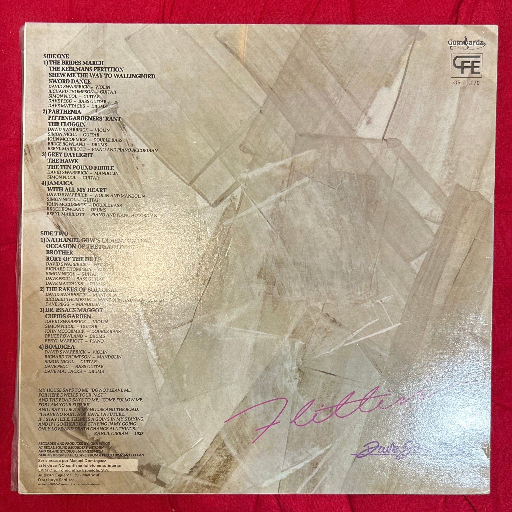 LP Dave Swarbrick ‎– Flittin' 2ª Mano - DISCOS NAKASHA