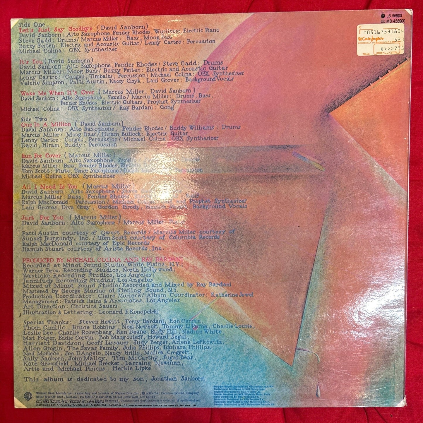 LP David Sanborn ‎– Voyeur 2ª Mano - DISCOS NAKASHA