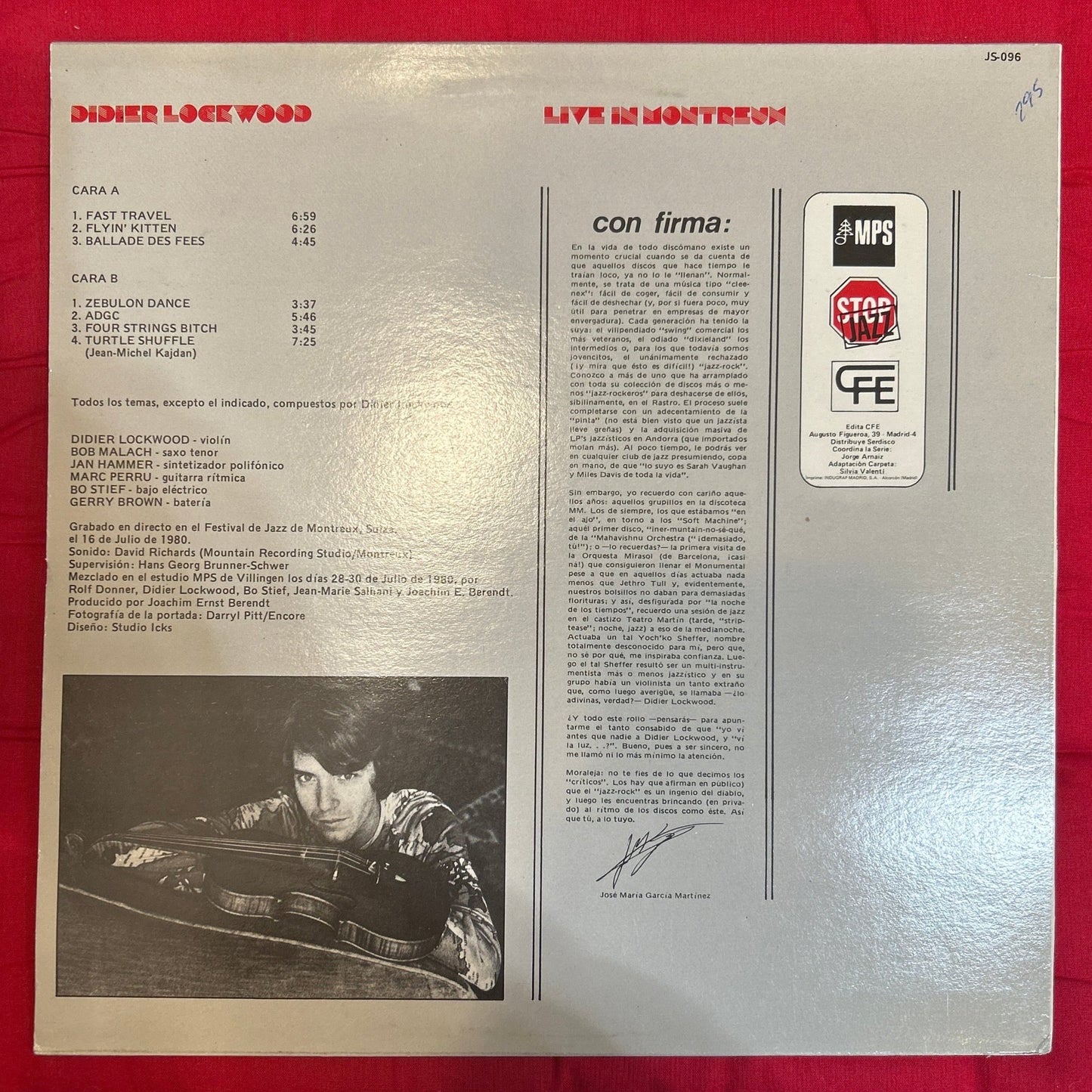 LP Didier Lockwood ‎– Live In Montreux 2ª Mano - DISCOS NAKASHA