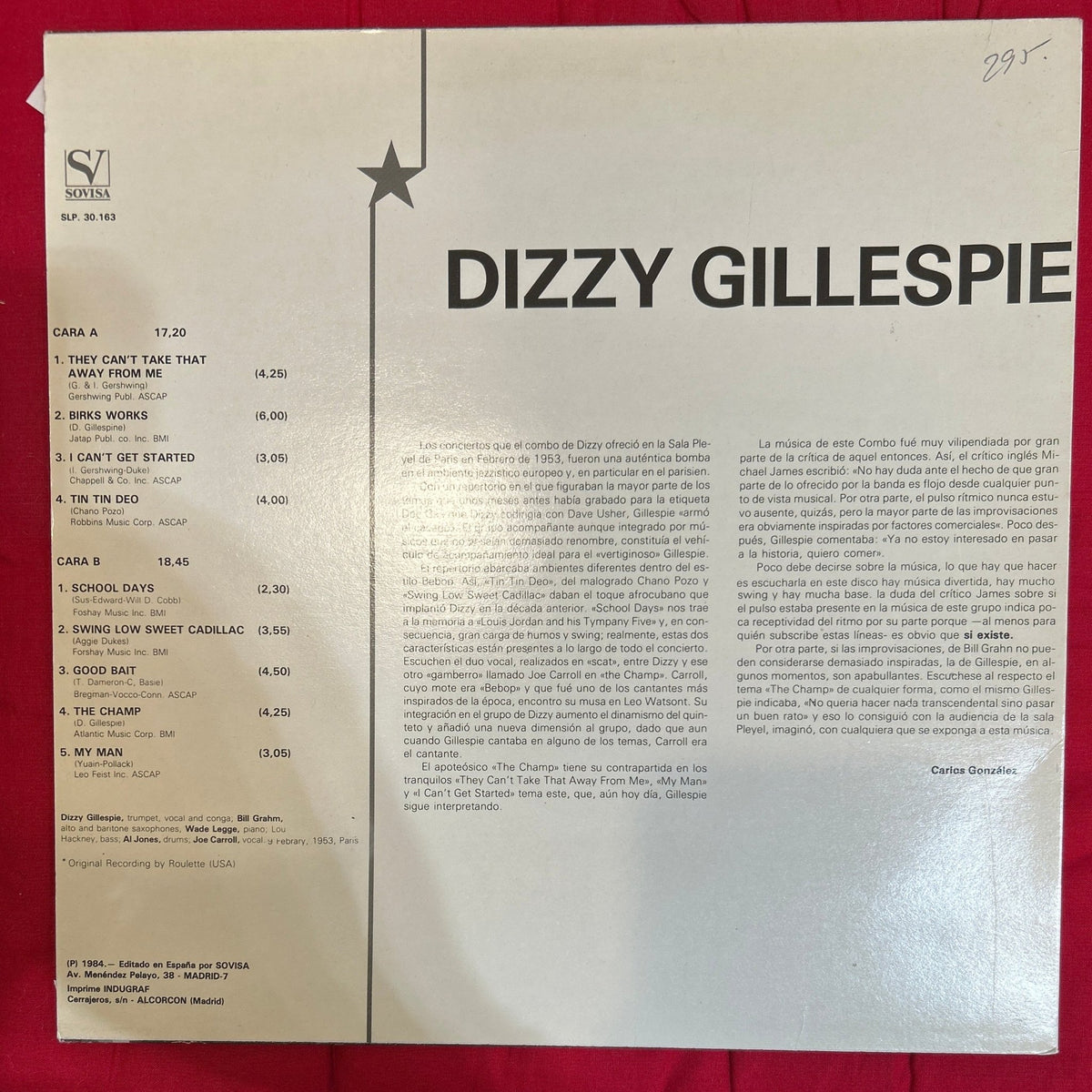 LP Dizzy Gillespie ‎– Dizzy Gillespie 2ª Mano (Producto exclusivo recogida en tienda) - DISCOS NAKASHA