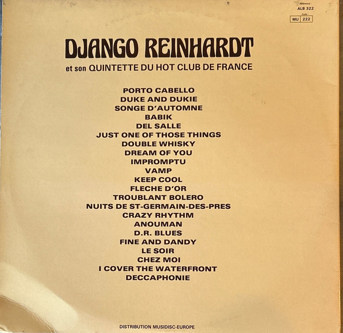 LP Django Reinhardt Et Son Quintette Du Hot Club De France ‎– Bruxelles 1947 Paris 1951-1952-1953 2ª Mano - DISCOS NAKASHA
